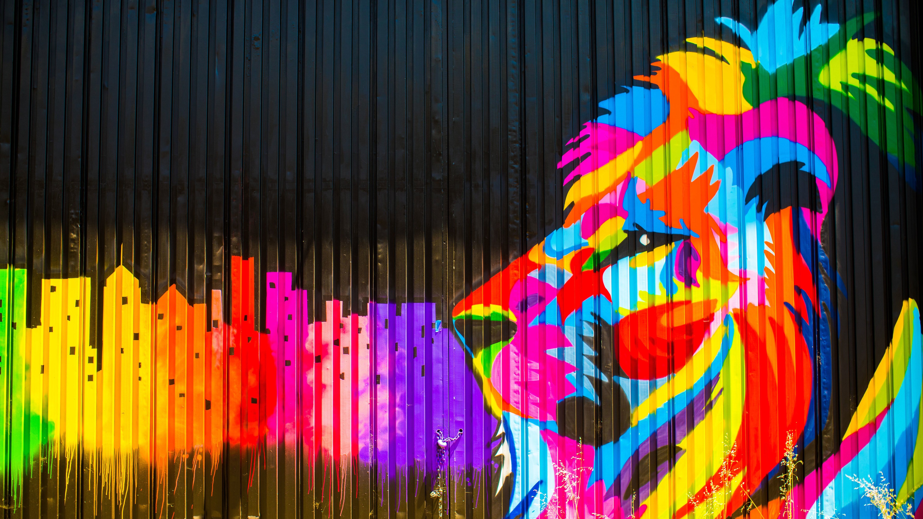 Colorful Lion Graffiti with Cityscape 4K HD Wallpaper