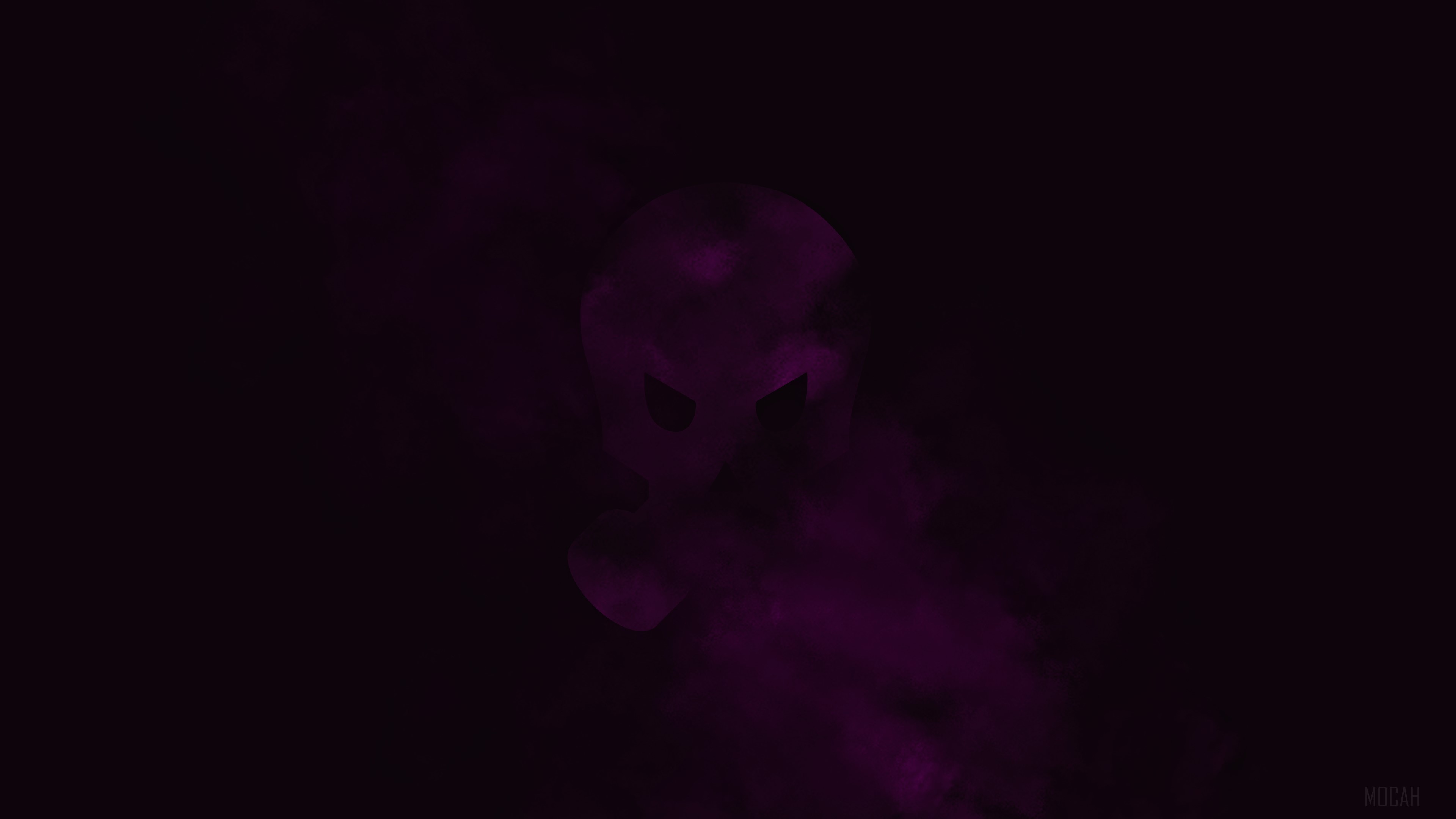 Skull with purple smoke 4K HD Wallpaper