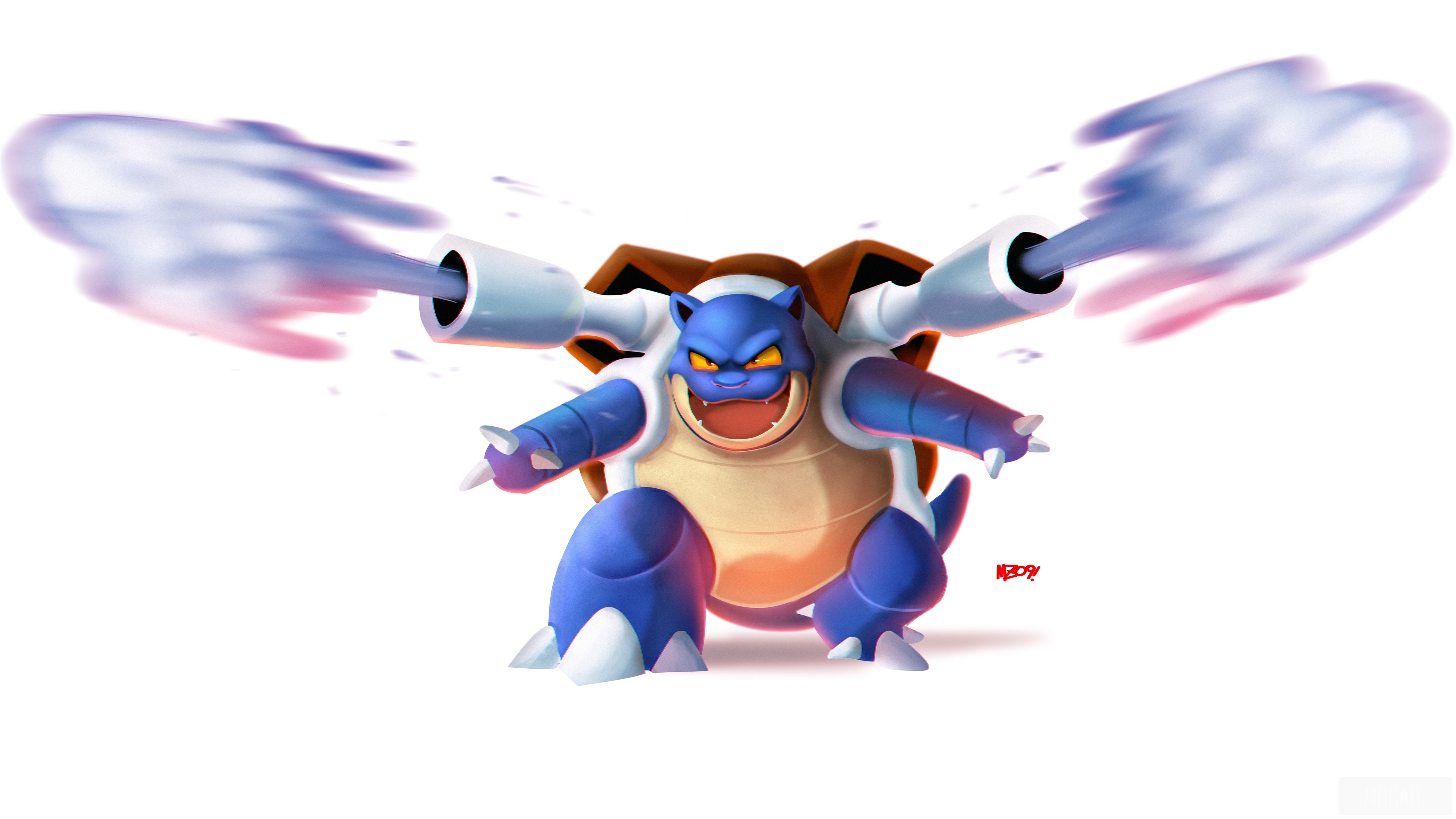 Blastoise from Pokemon using Hydro Pump 4K HD Wallpaper