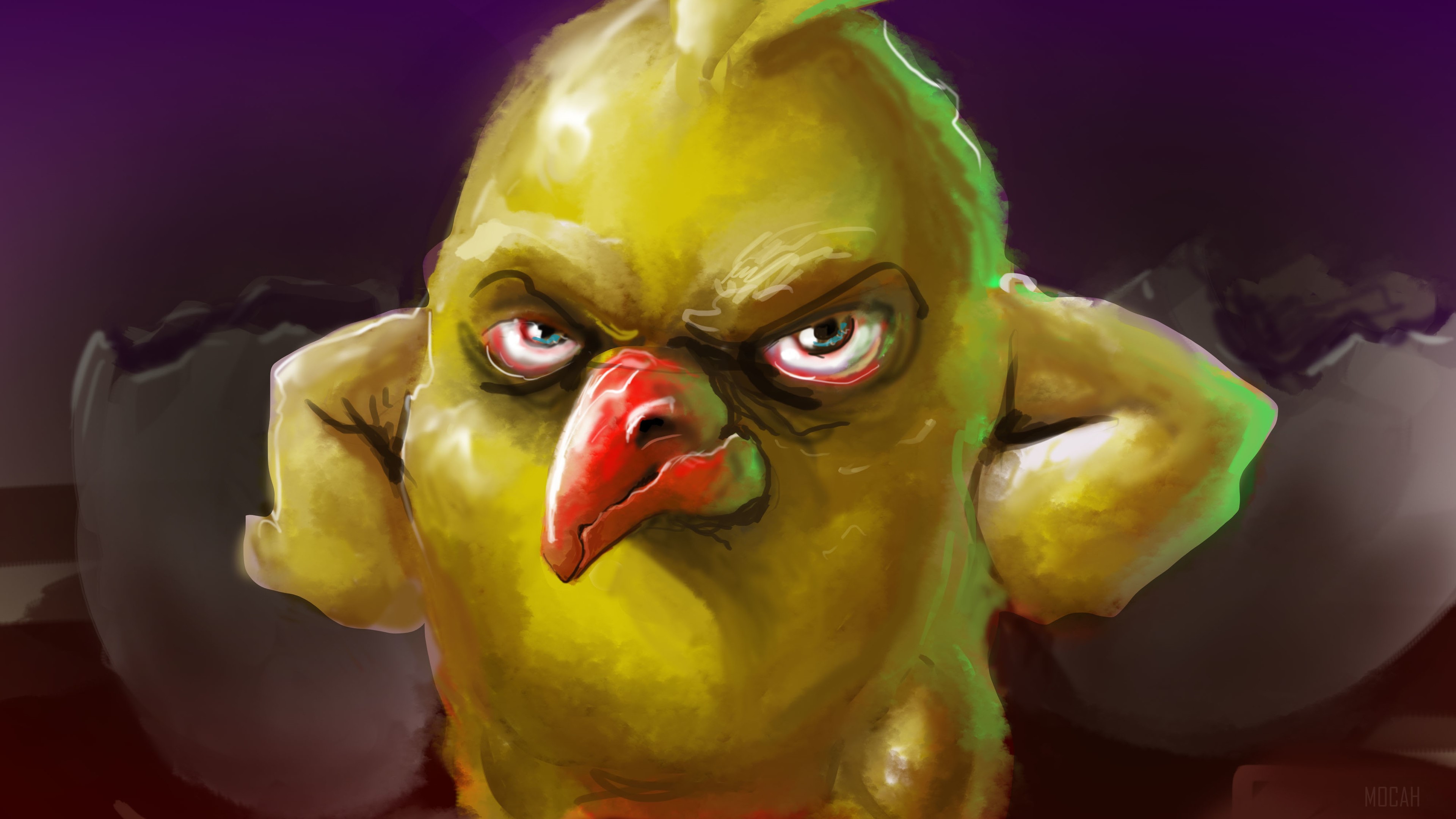 Angry chick hatching from egg 4K HD Wallpaper