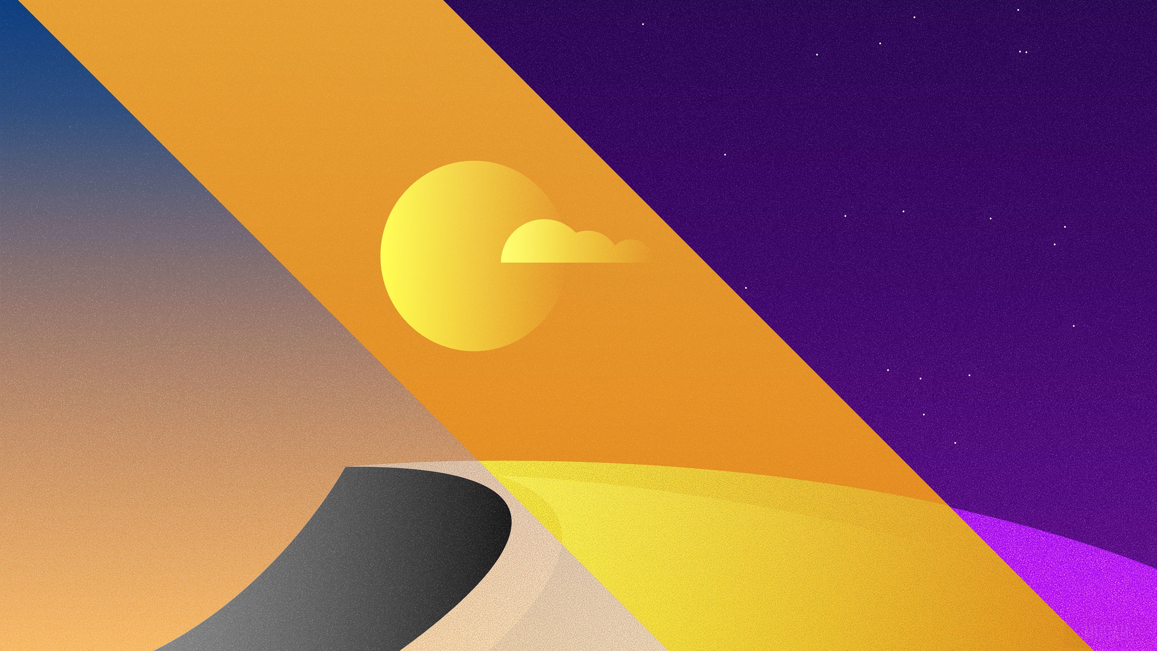 Minimalist Desert Landscape at Different Times of Day 4K HD Wallpaper