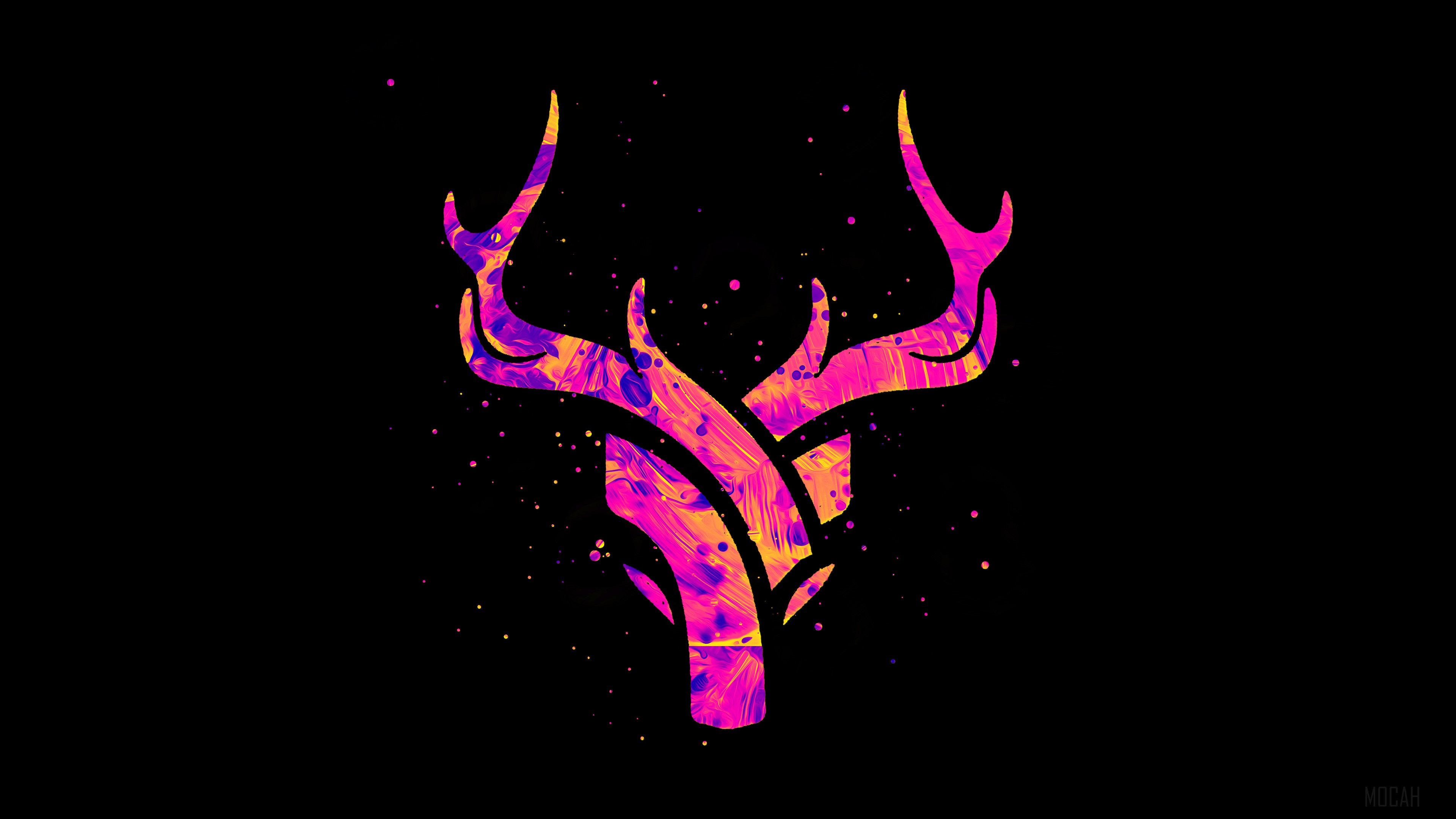 Abstract Deer Head with Splatter Paint HD Wallpaper