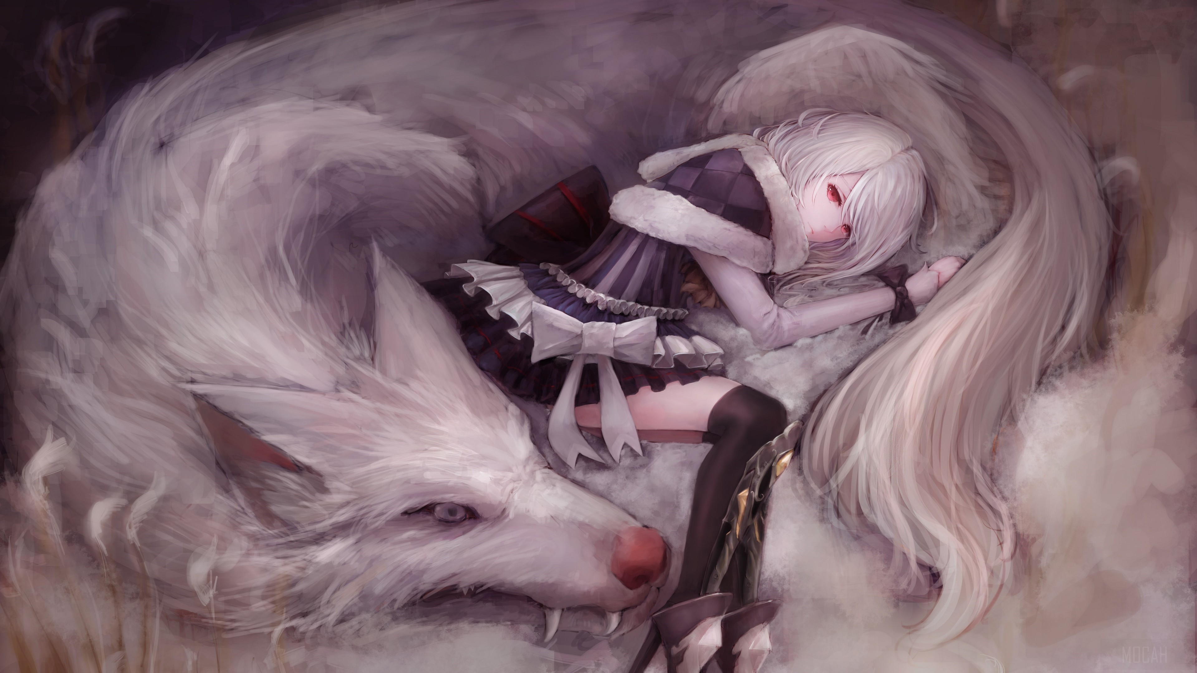 Artistic Girl With Wolf HD Wallpaper
