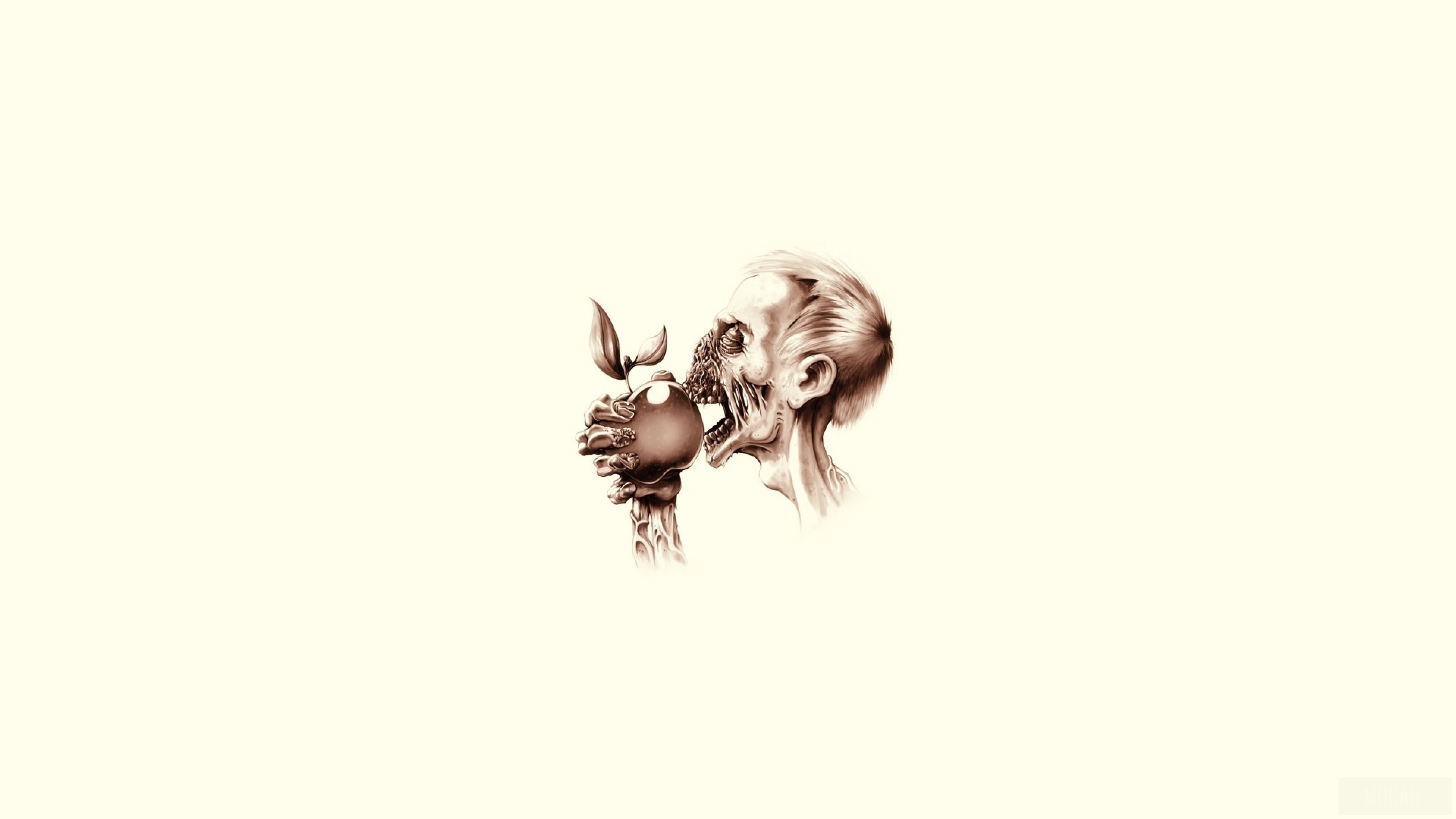 Zombie Eating an Apple 4K HD Wallpaper