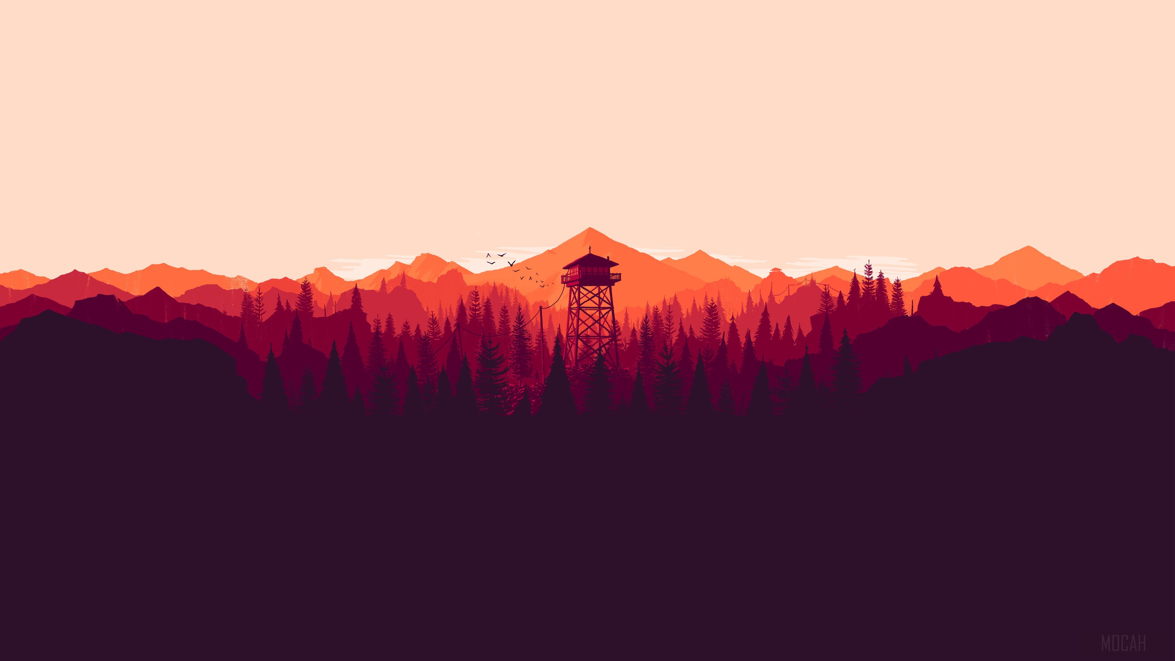 Fire Watch Tower in Mountain Forest 4K HD Wallpaper