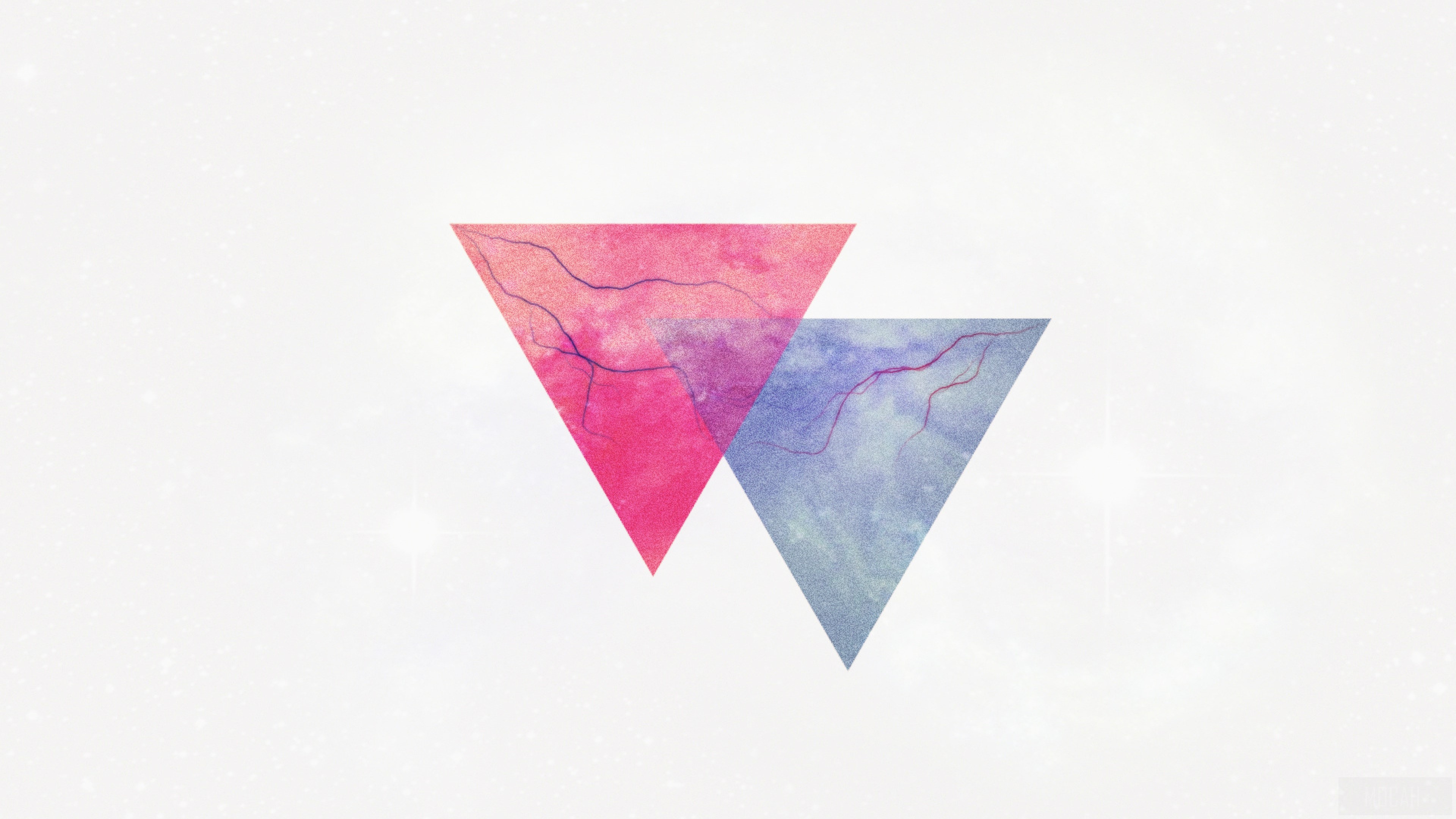 Two overlapping triangles with watercolor texture HD Wallpaper