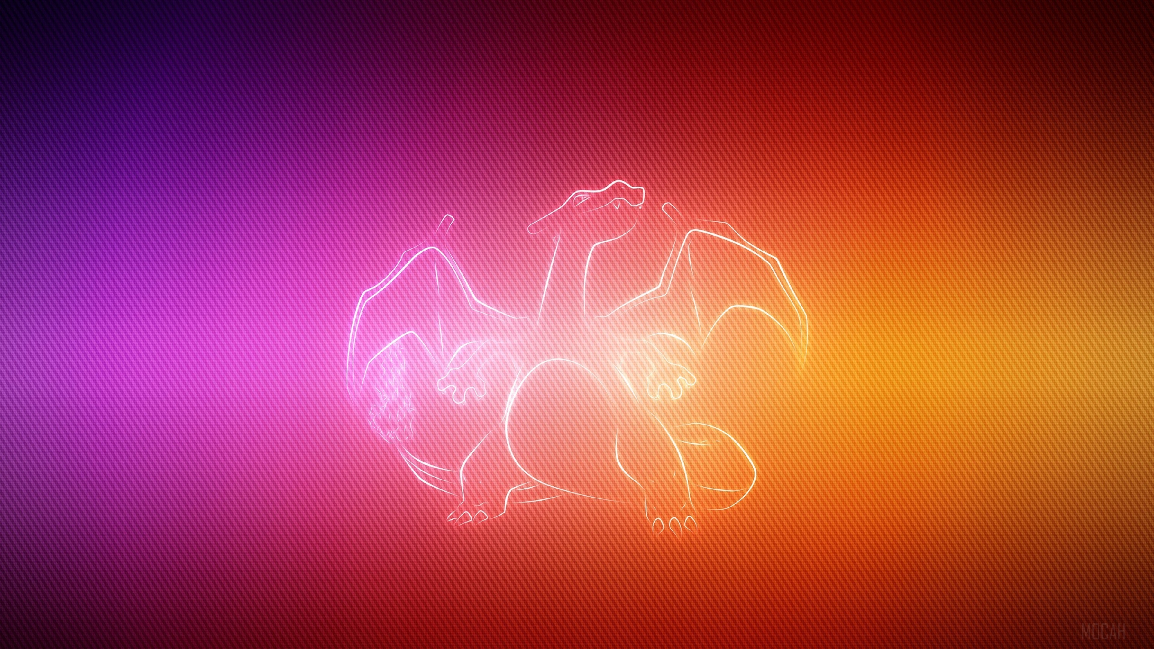 Charizard outline on a gradient background 4K HD Wallpaper