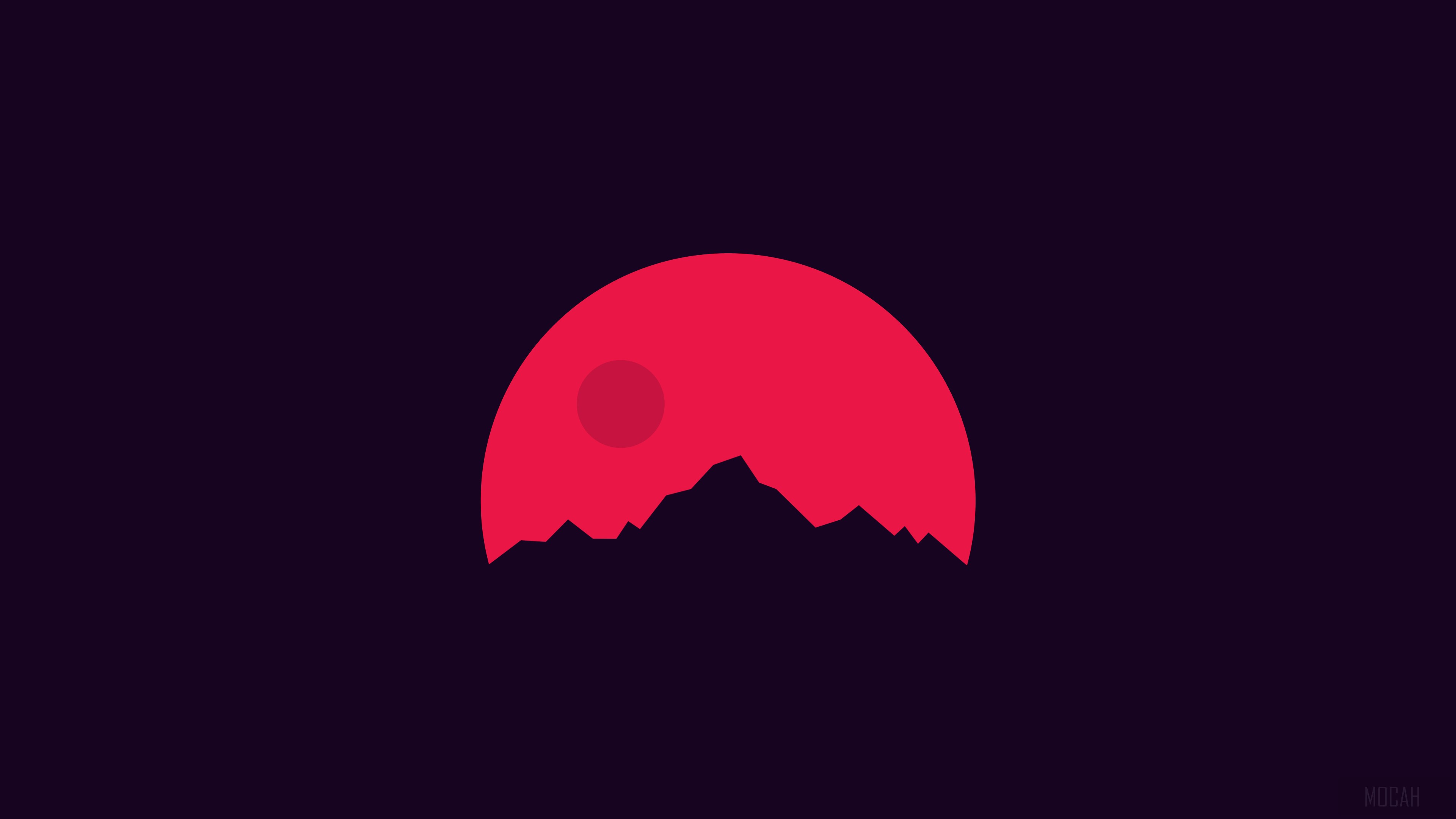 Minimalist Red Mountains 4K HD Wallpaper