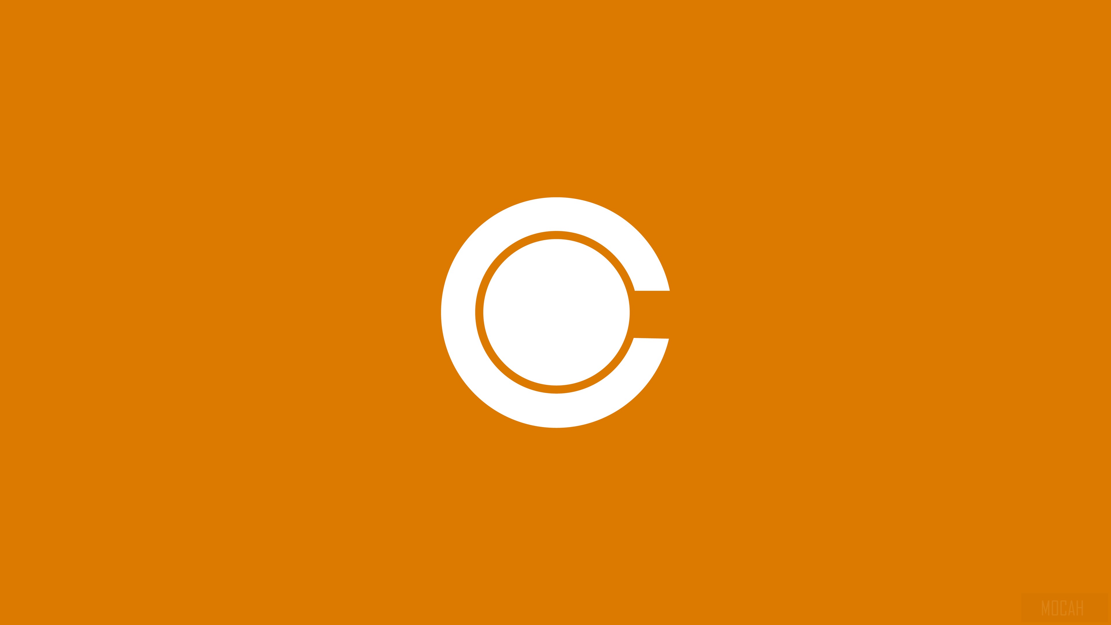 Minimalist 'C' logo on orange background 4K HD Wallpaper