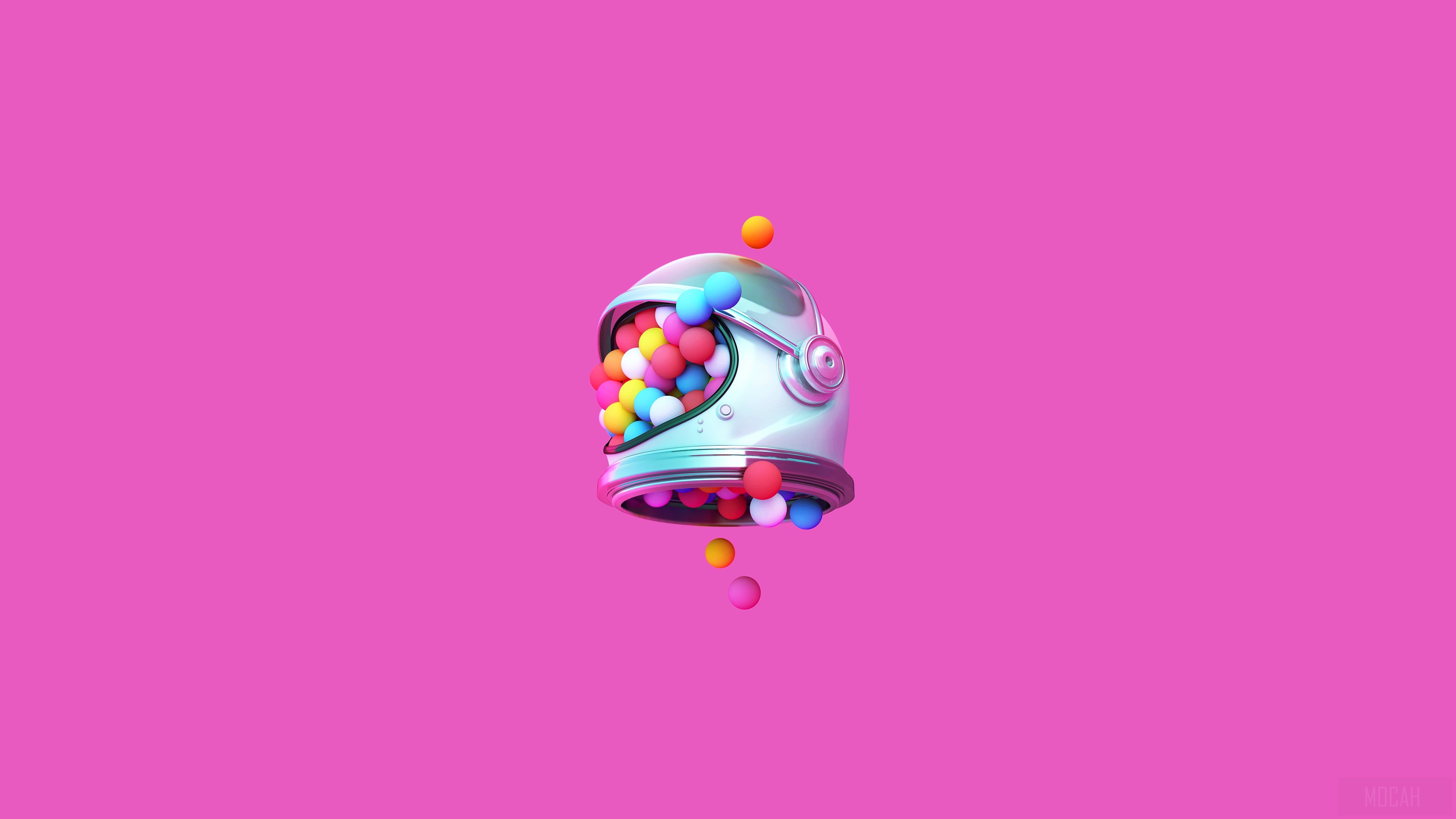 Astronaut Helmet Filled with Colorful Bubbles 4K HD Wallpaper
