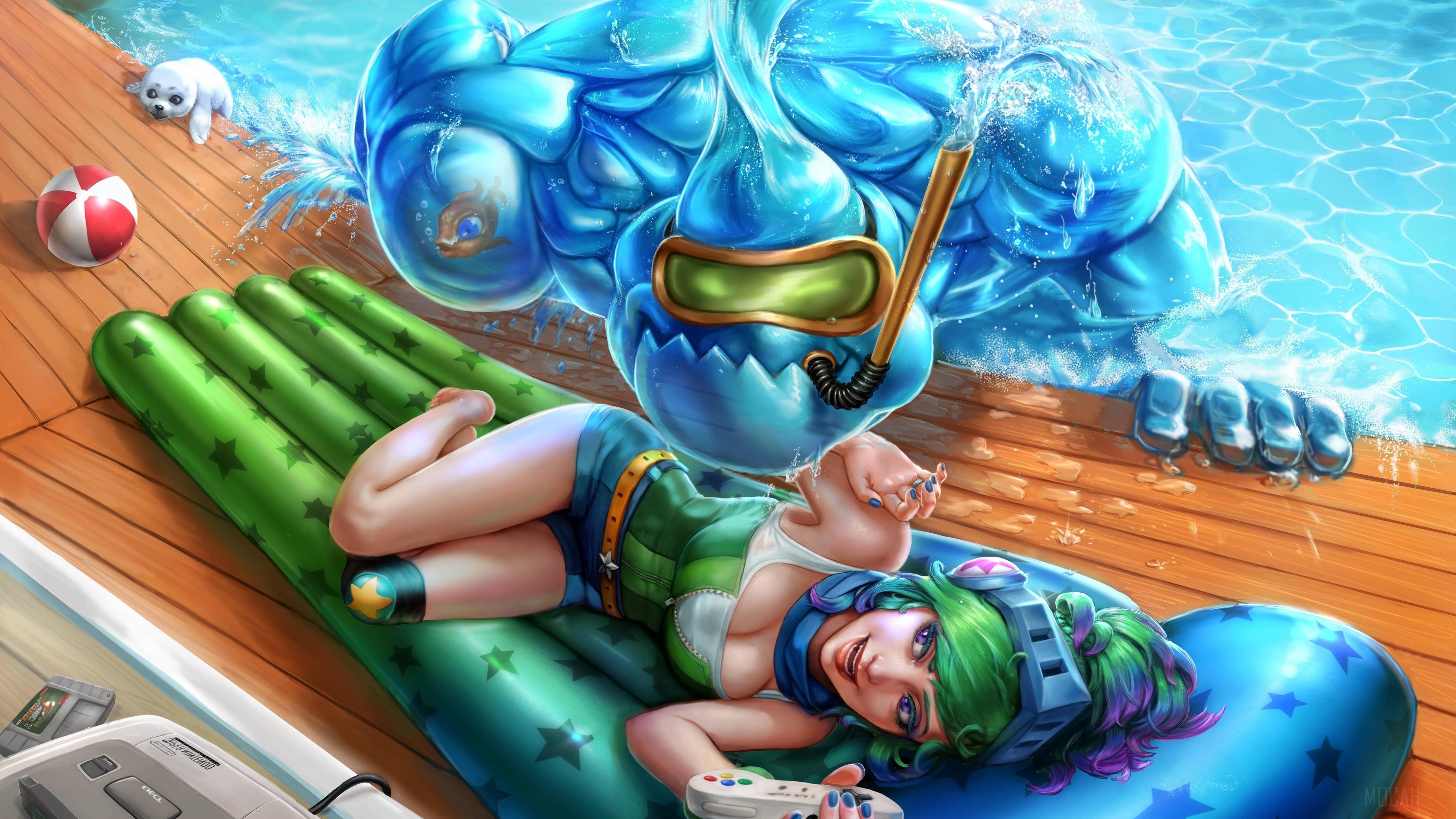 Zac and Riven from League of Legends 4K HD Wallpaper