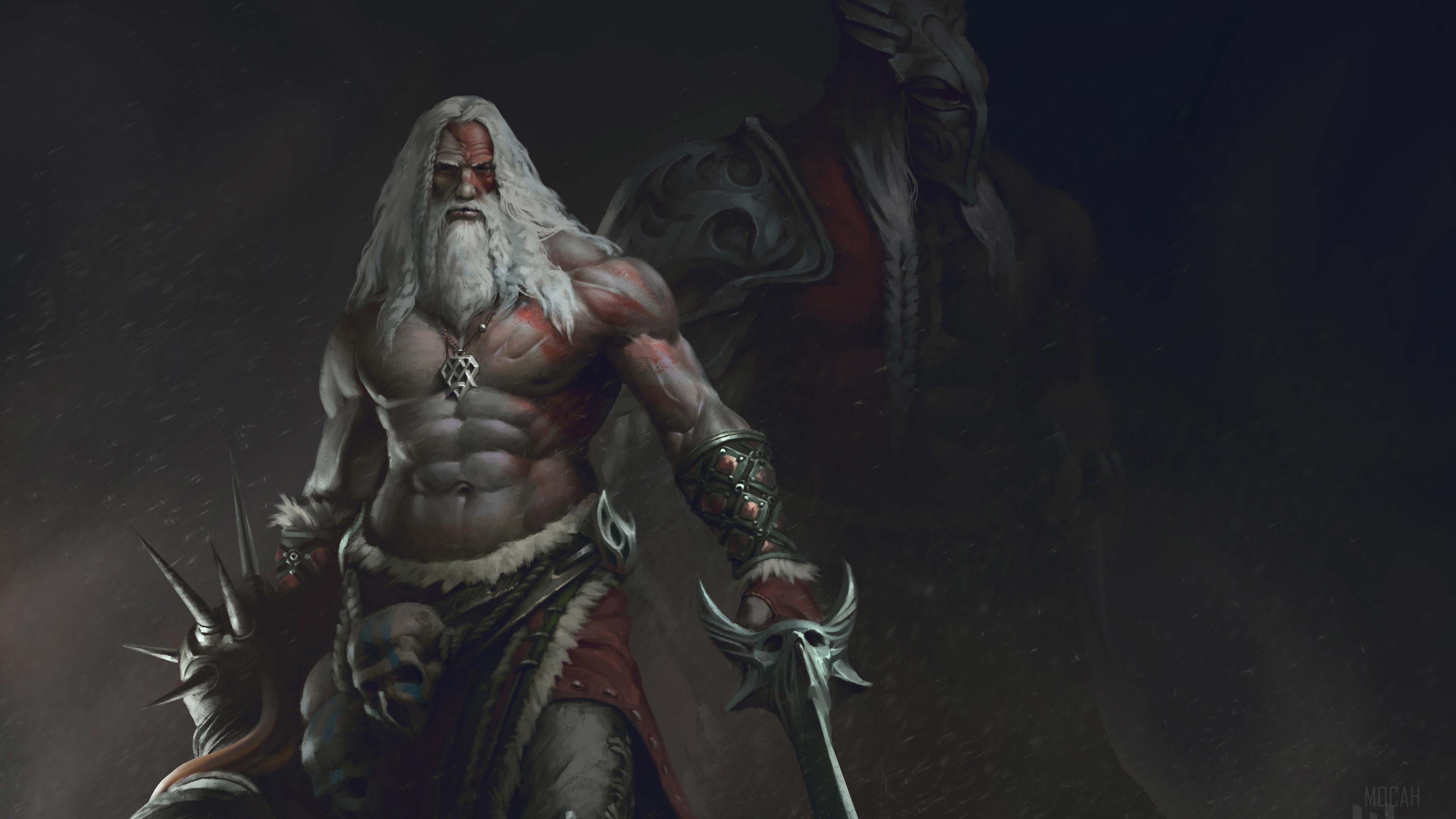 Old Warrior with White Beard and Sword HD Wallpaper
