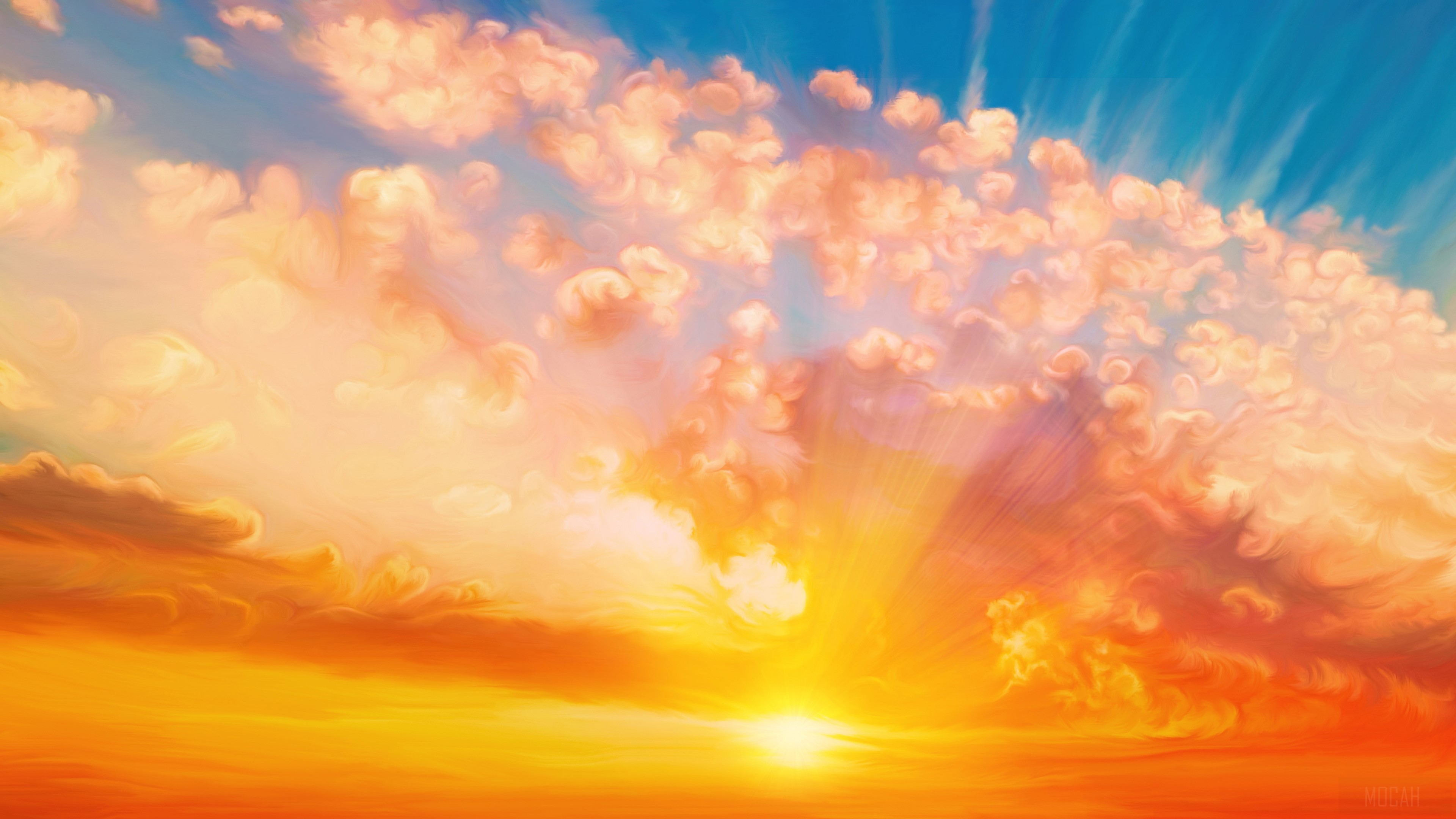 Sunset Sky Painting HD Wallpaper