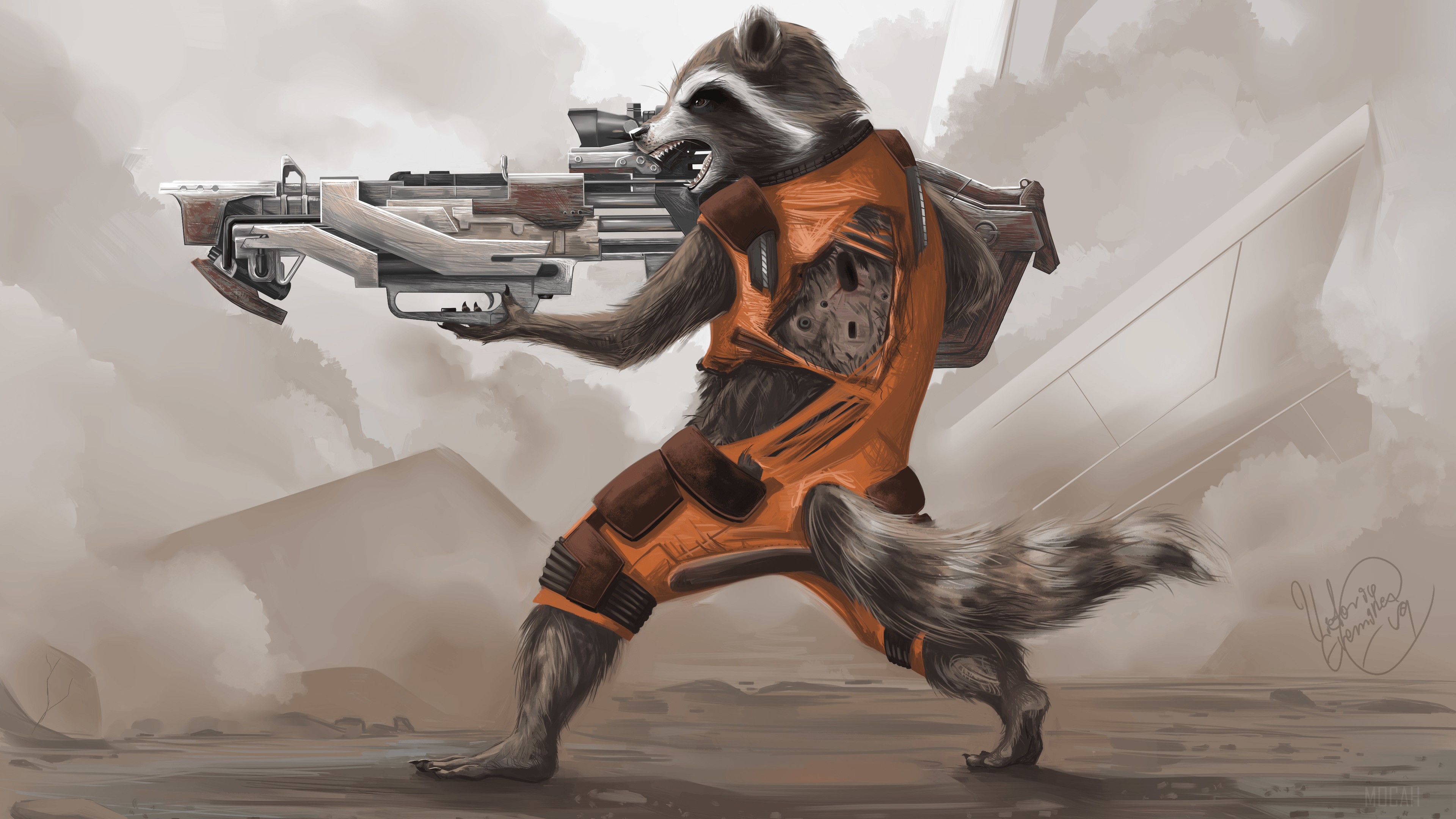 Rocket Raccoon Artwork HD Wallpaper