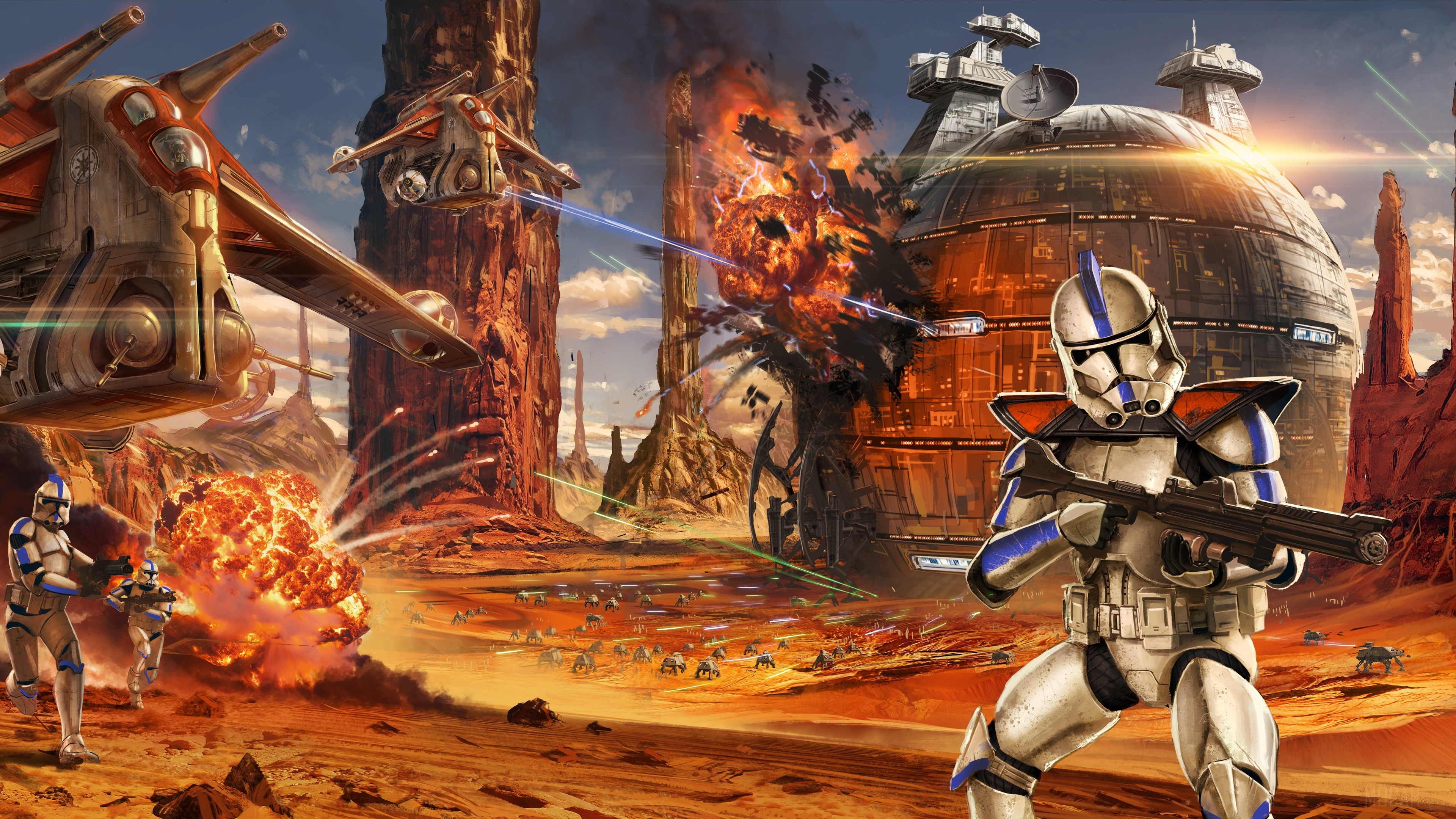 Clone Troopers battle on Geonosis in Star Wars 4K HD Wallpaper