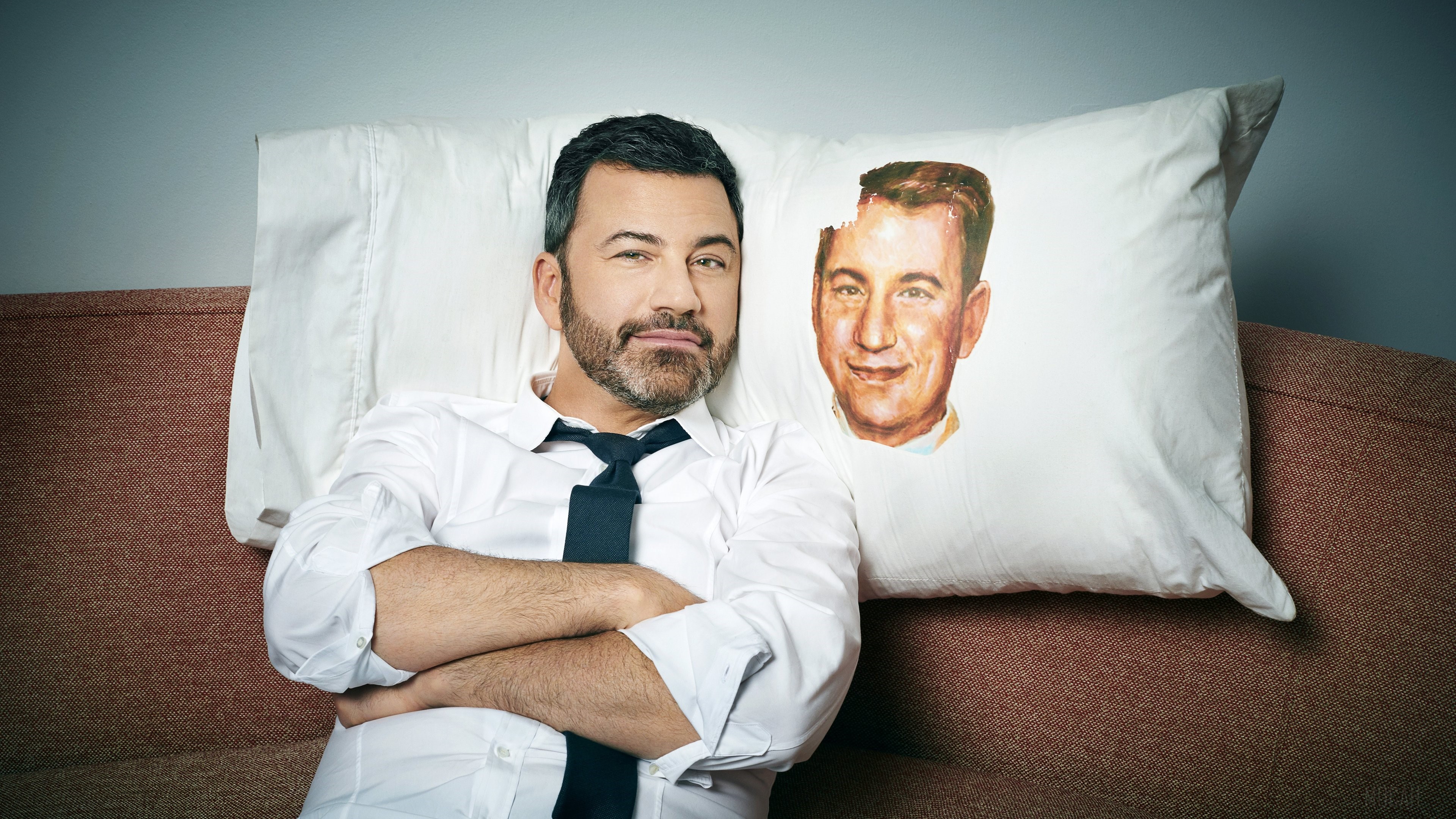Jimmy Kimmel on a Pillow with a Portrait HD Wallpaper