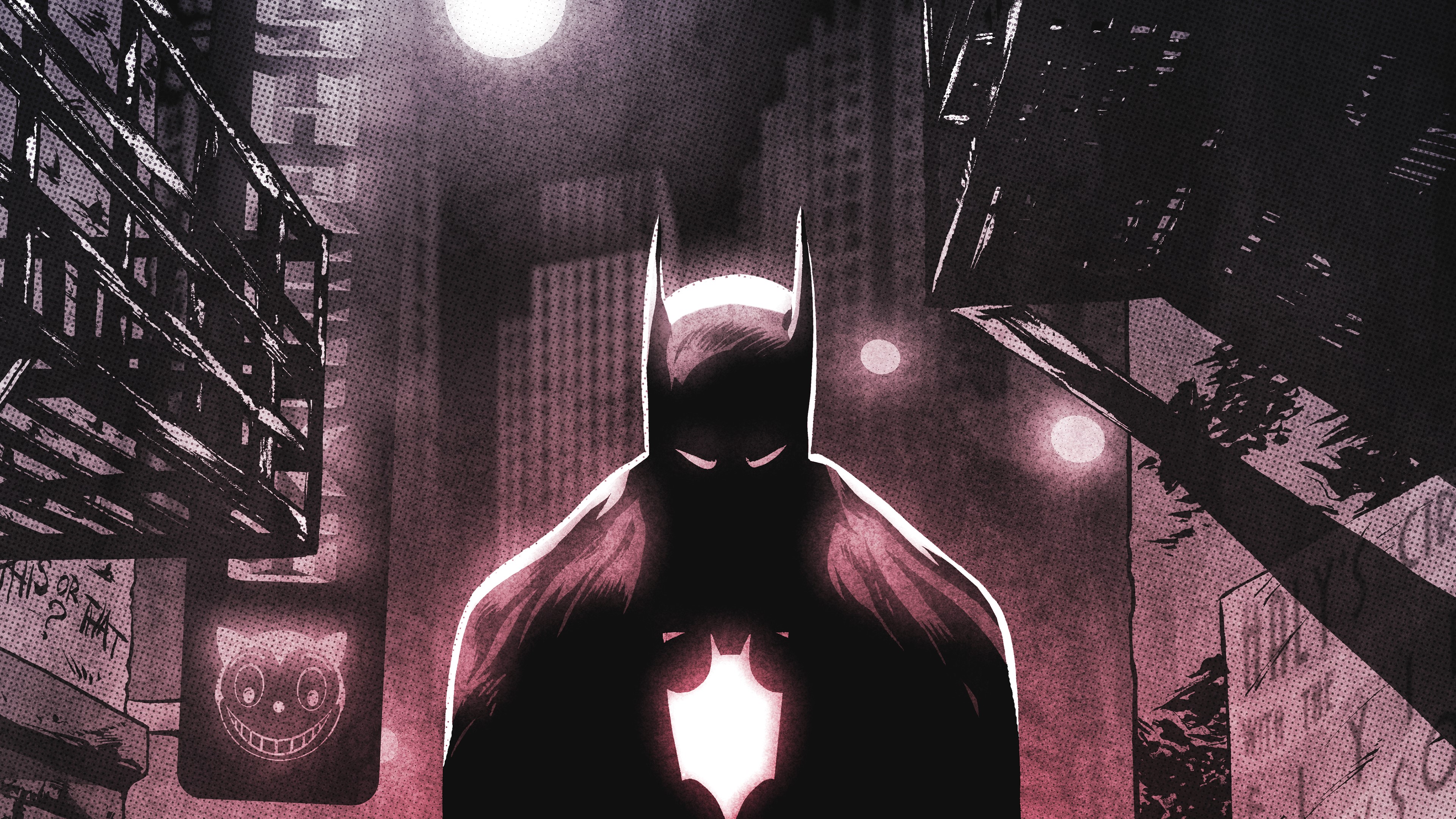 Batman in a dark city 4K HD Wallpaper