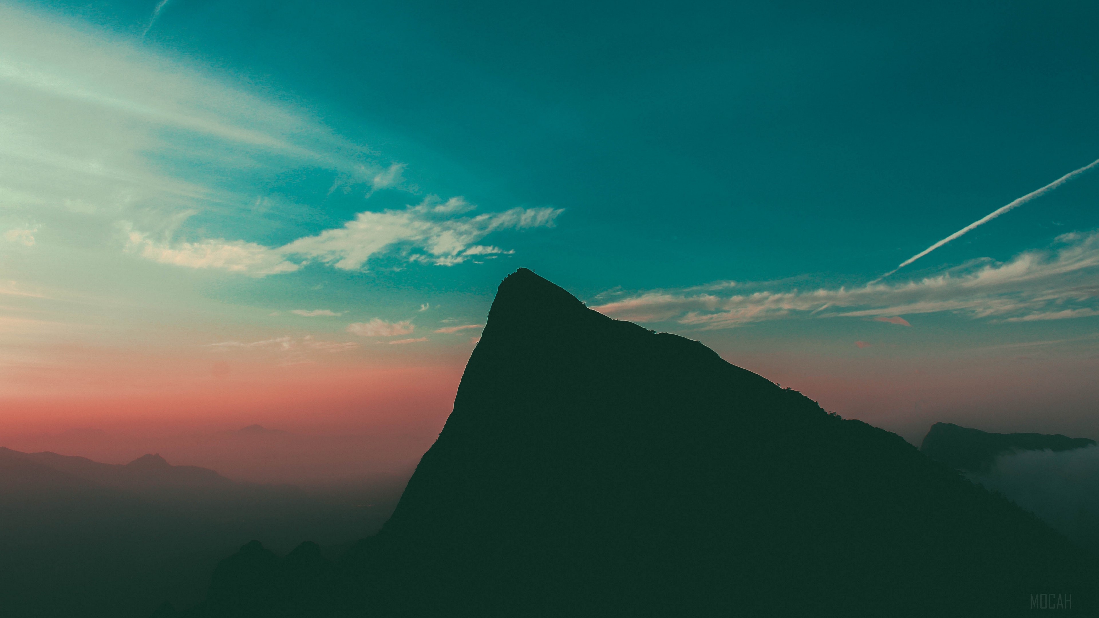 Mountain peak at sunset with clouds HD Wallpaper
