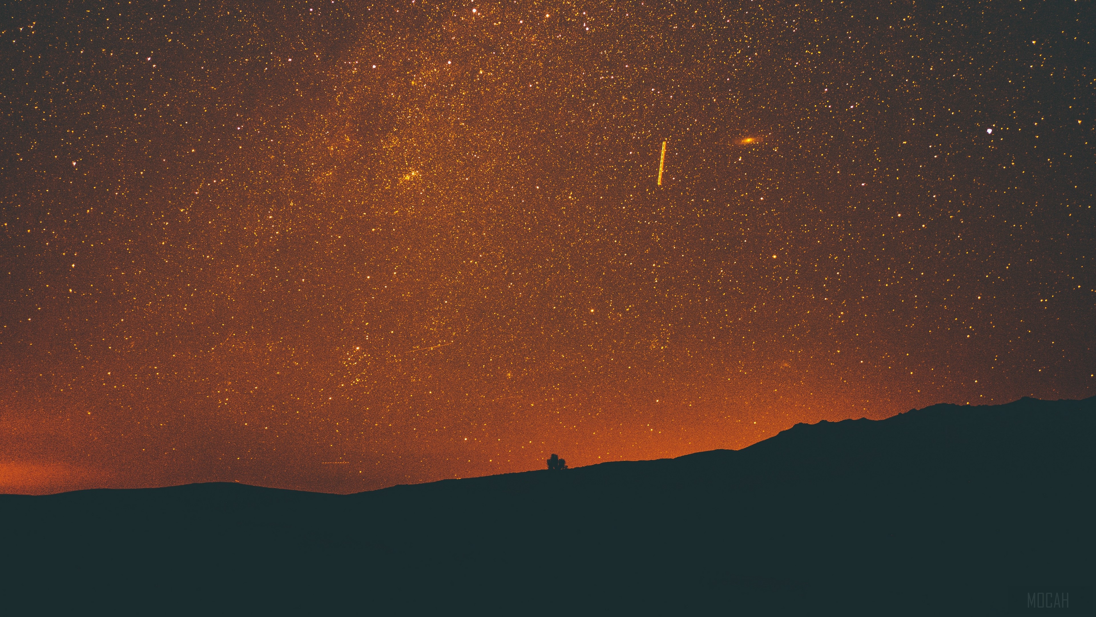 Starry sky over silhouette of hills HD Wallpaper