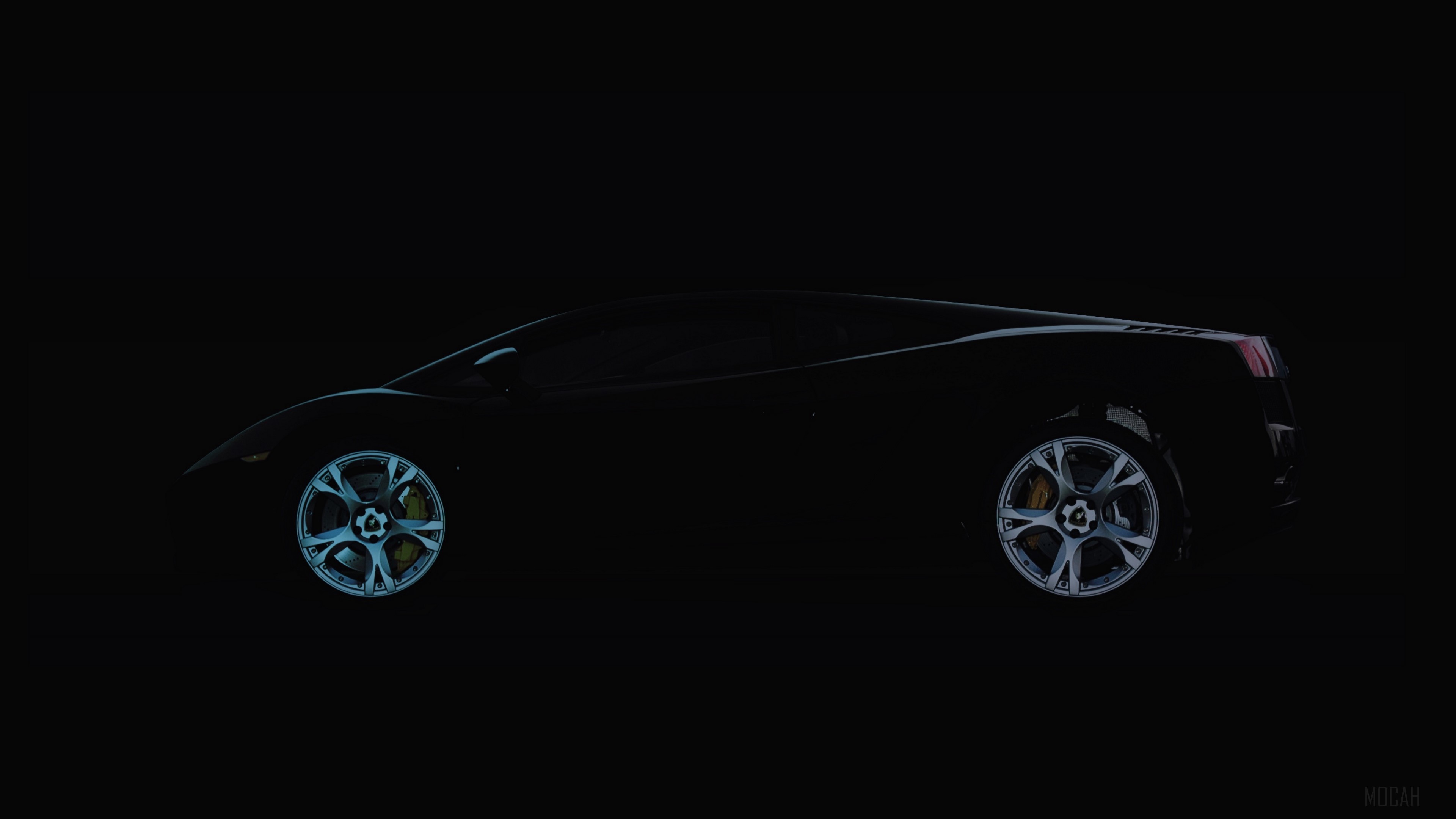 Black Lamborghini in minimalist side view 4K HD Wallpaper