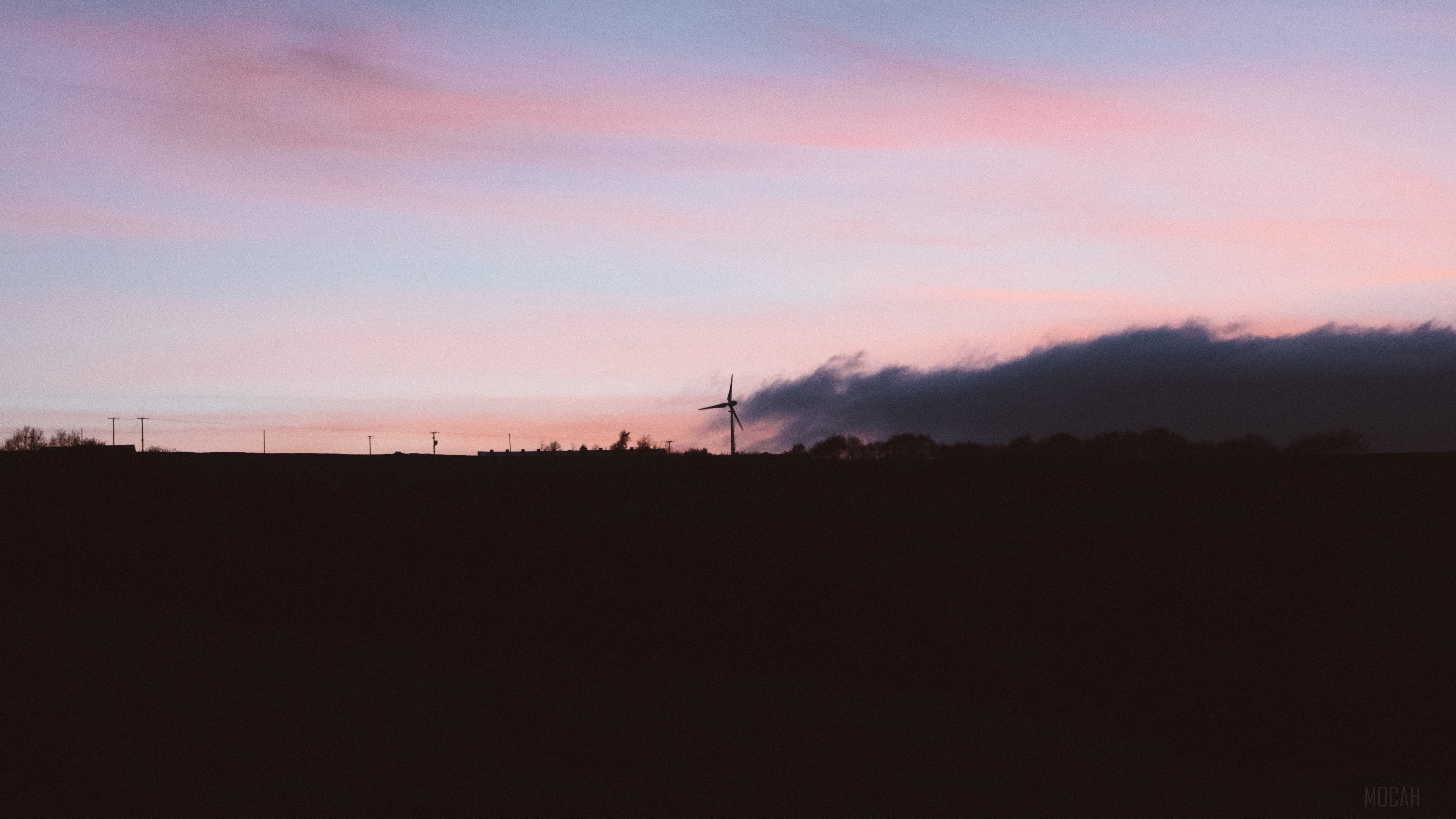 Sunset sky with wind generator HD Wallpaper