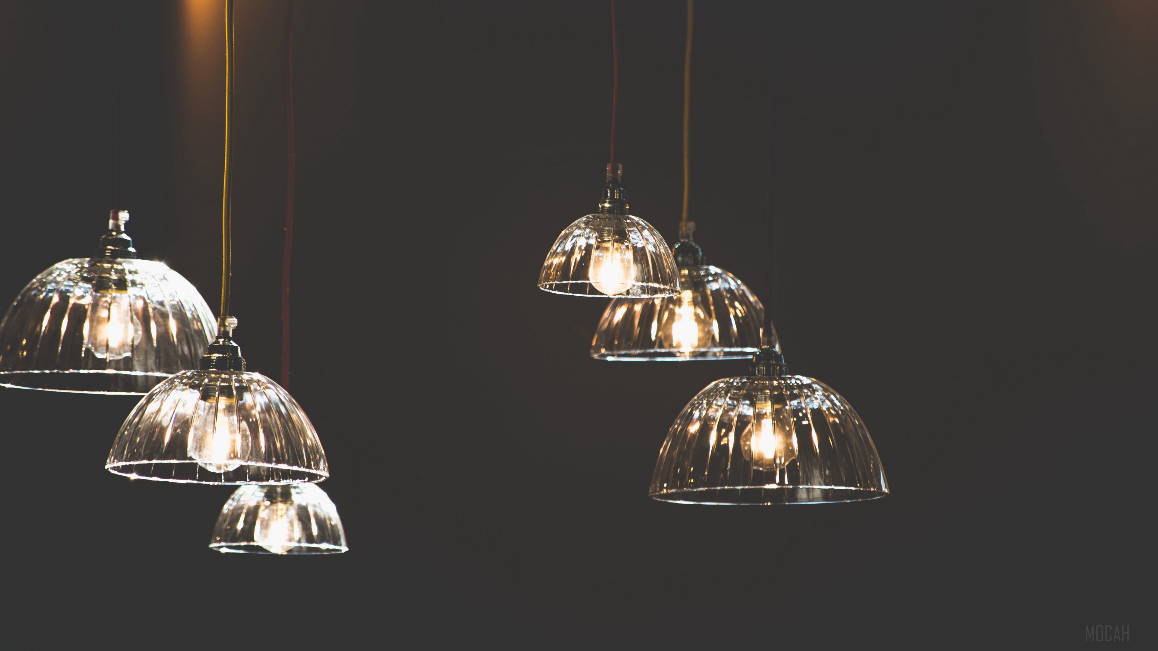 Glass dome chandeliers with light bulbs HD Wallpaper