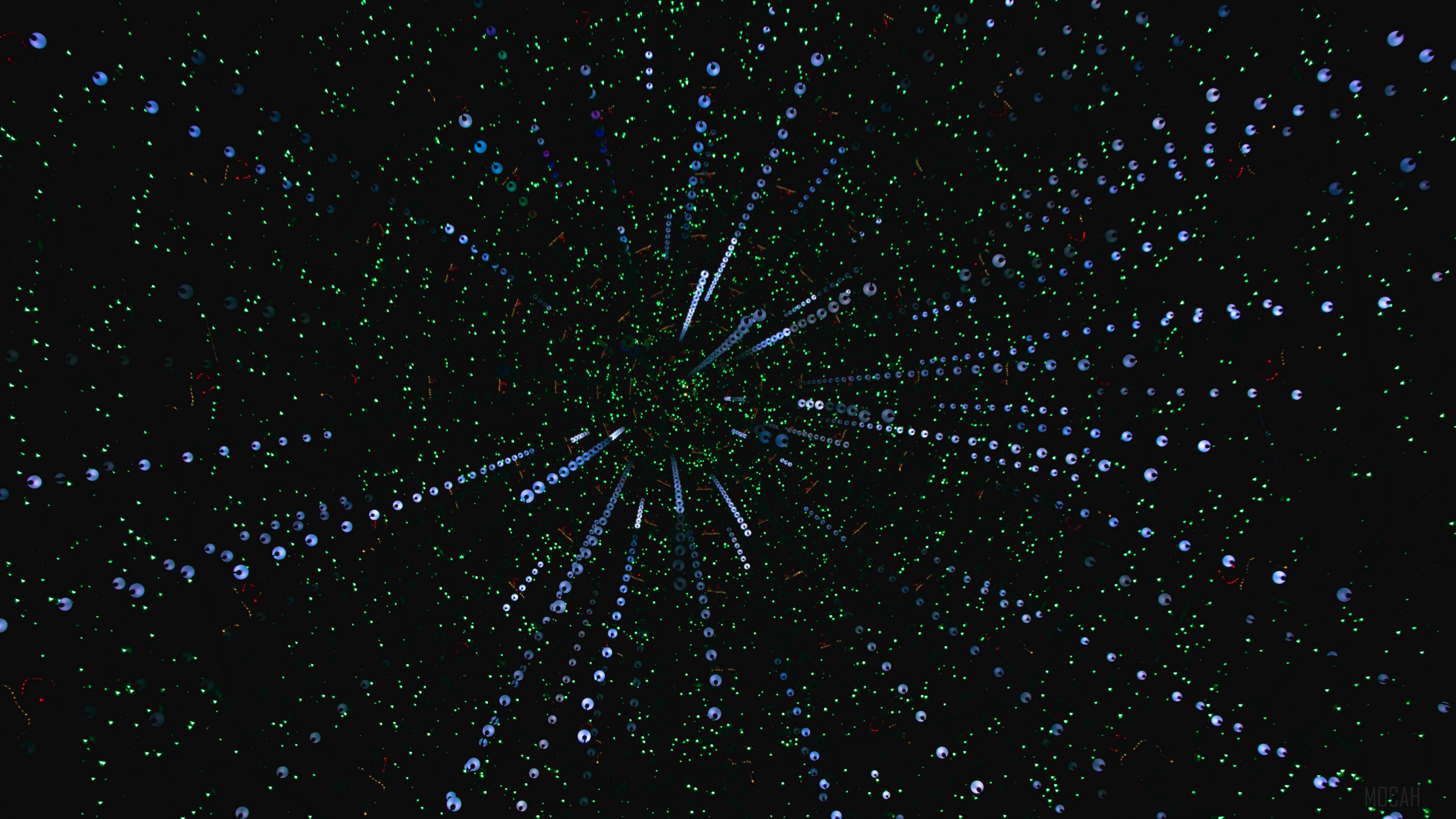 Abstract light streaks and particles in dark space HD Wallpaper
