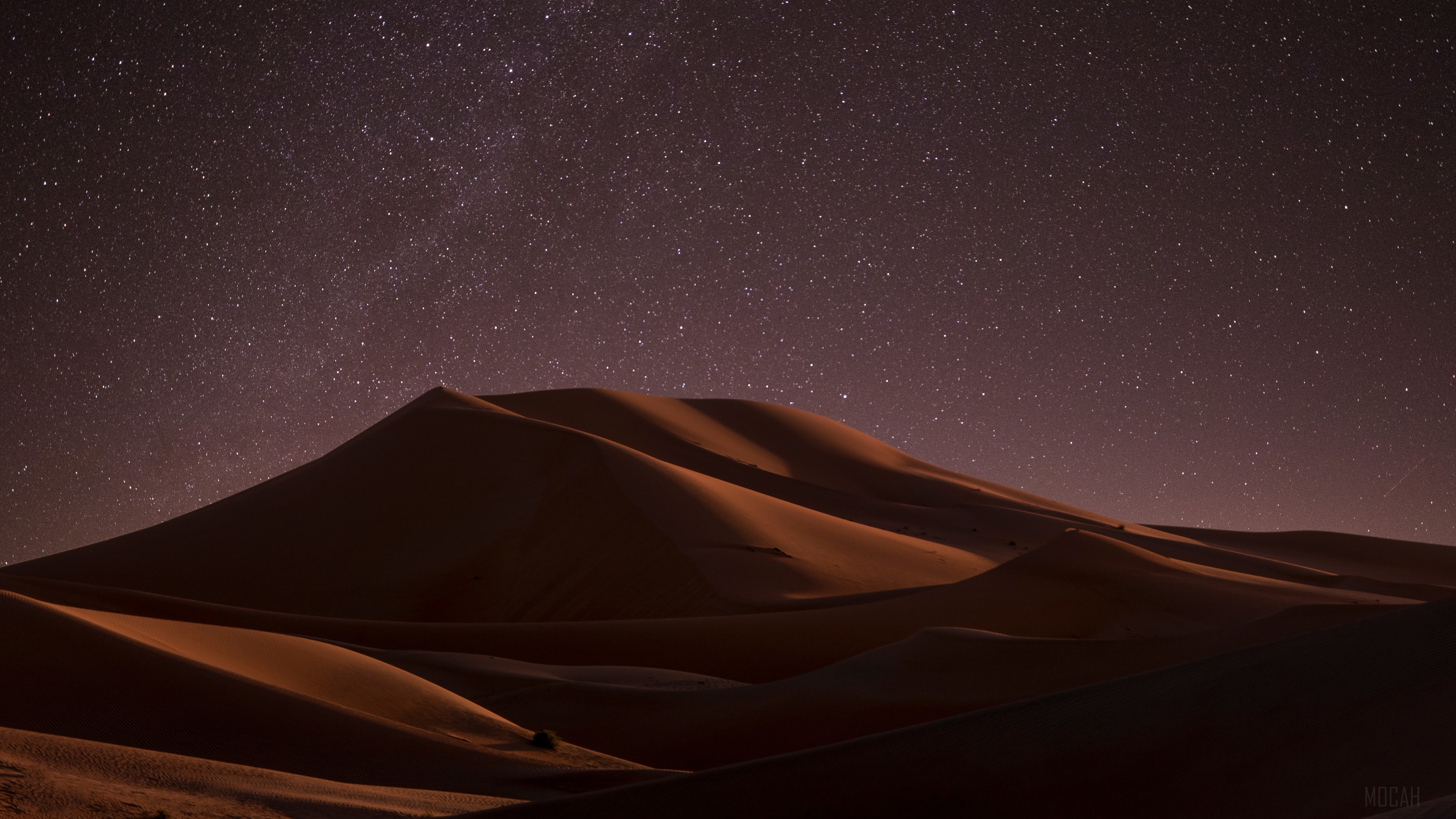 Desert Dunes Under a Starry Night Sky 4K HD Wallpaper