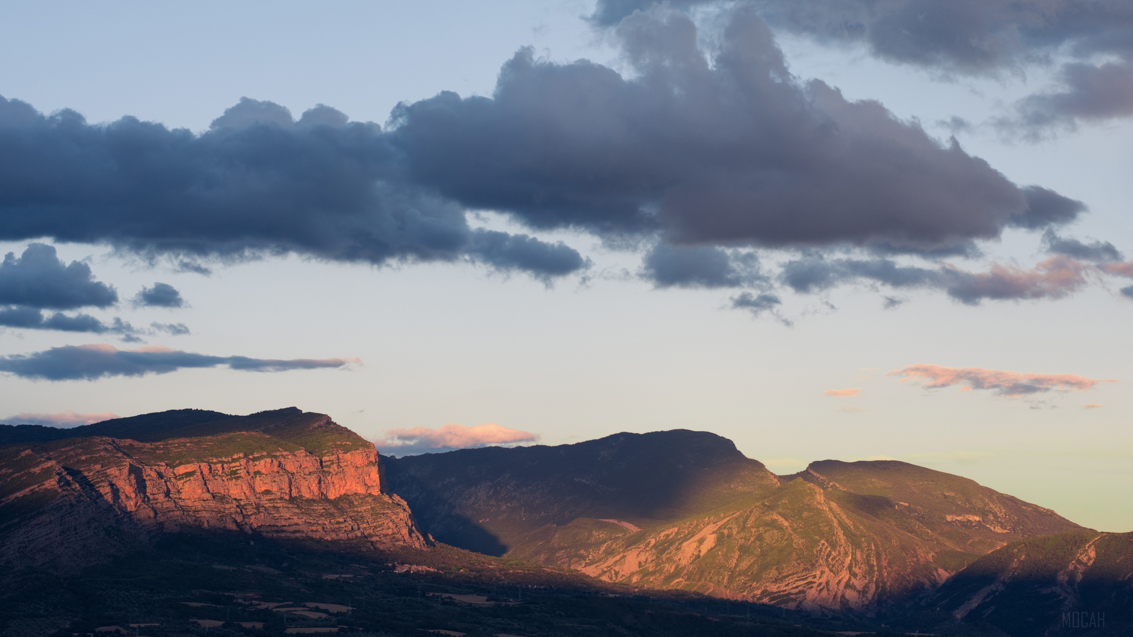 Mountains and clouds at sunset 4K HD Wallpaper