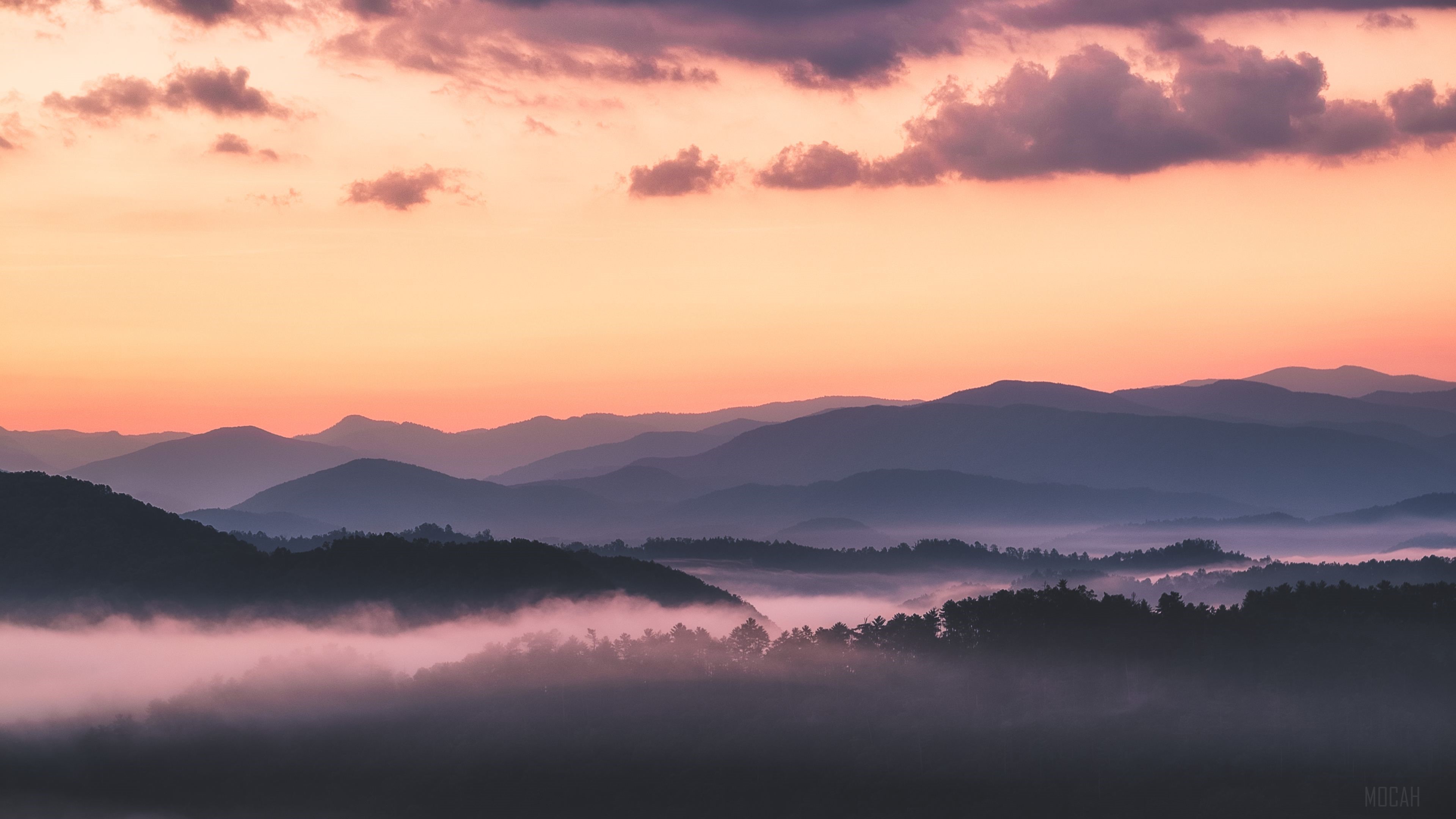 Mountain Range Sunrise with Fog HD Wallpaper