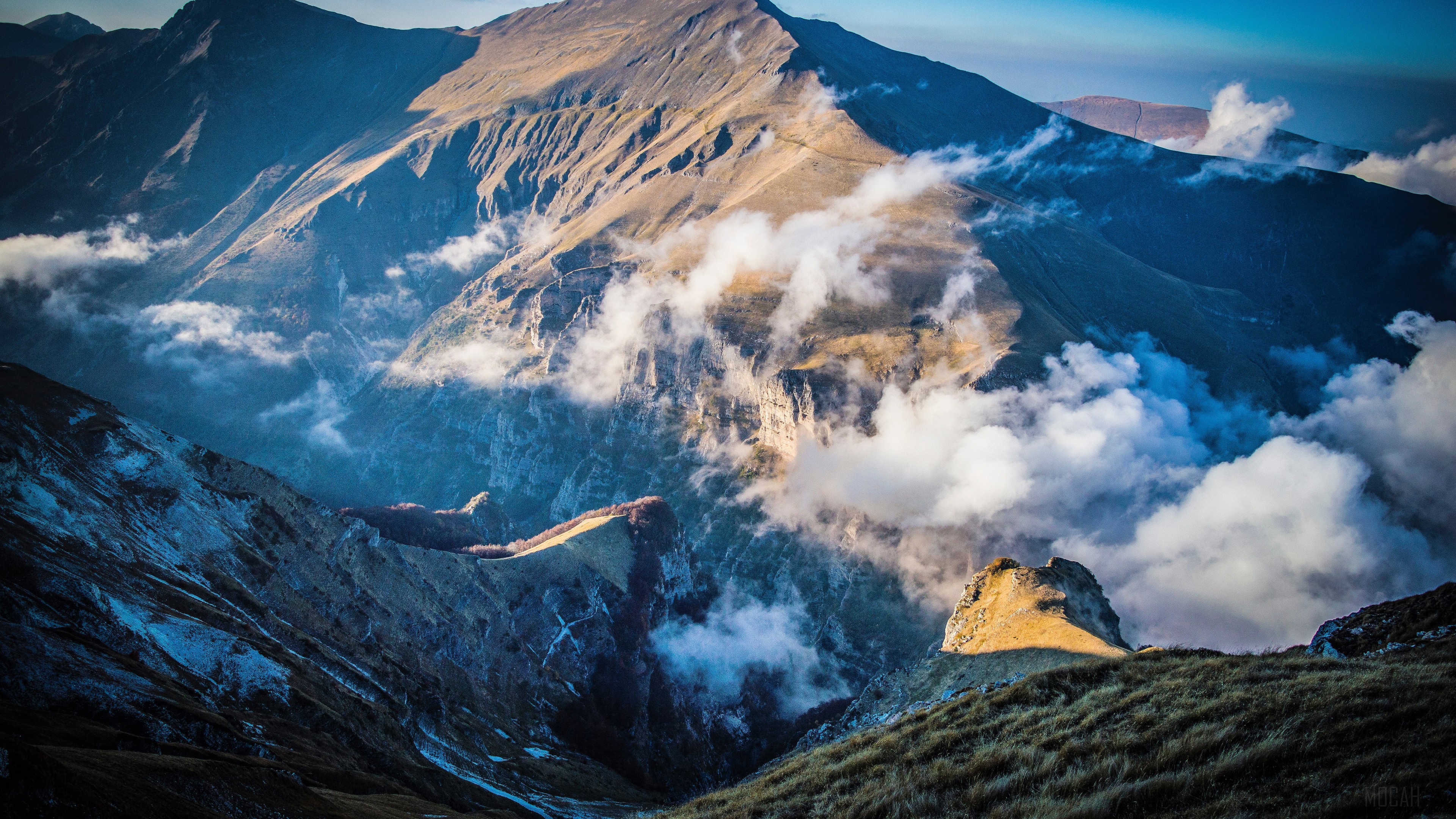 Mountains with Clouds Aerial View 4K HD Wallpaper