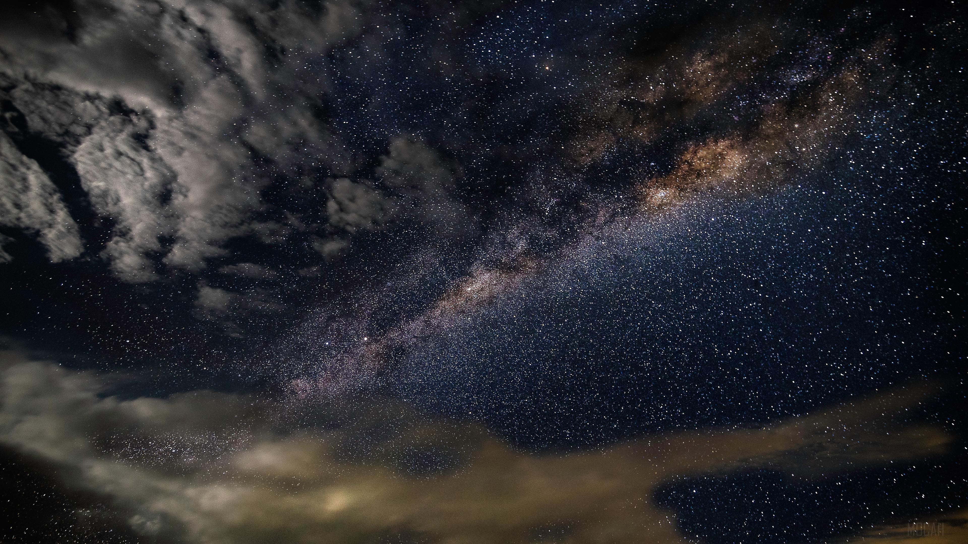 Milky Way and Storm Clouds at Night 4K HD Wallpaper
