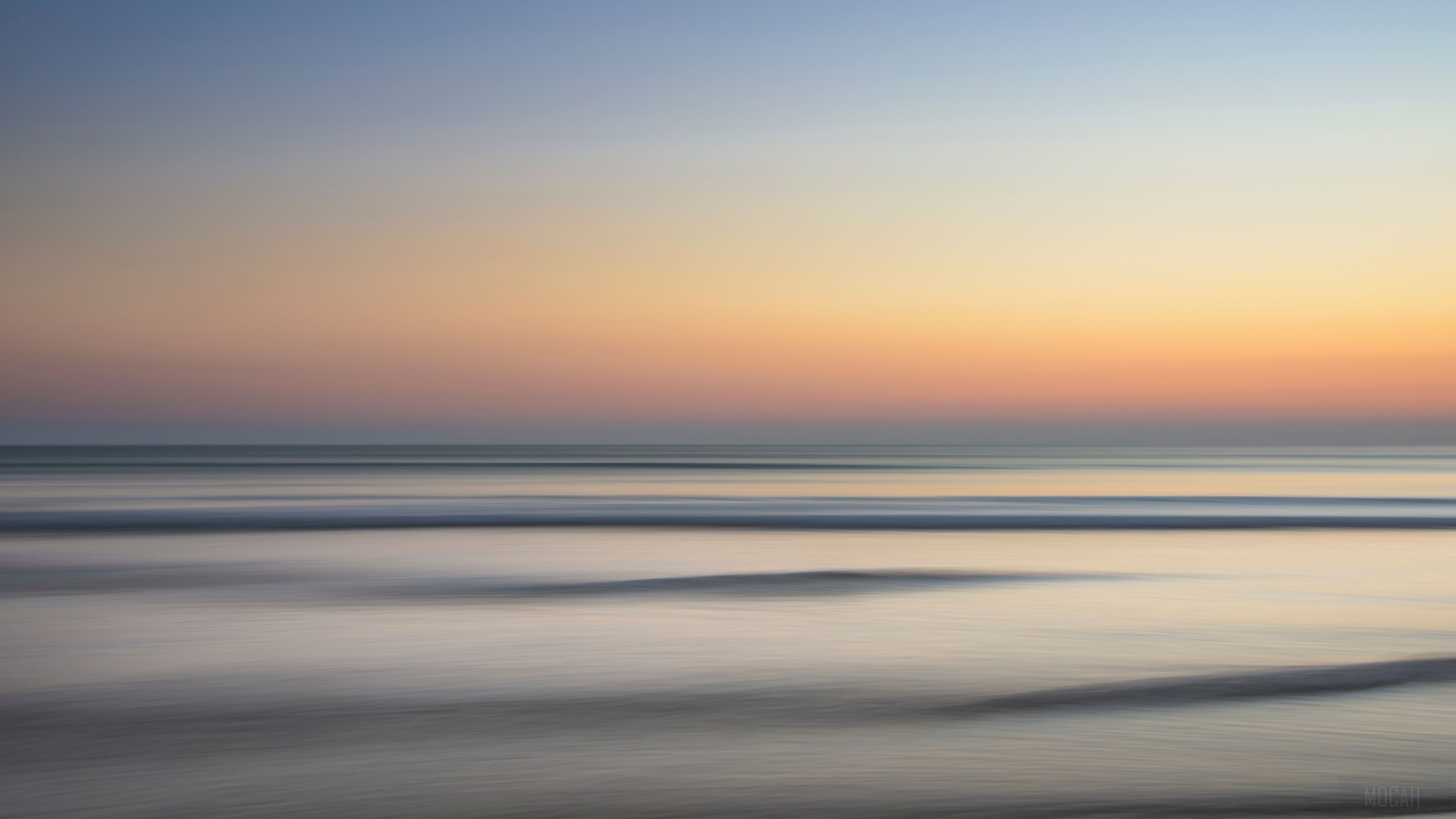 Ocean Horizon Sunset Wave Minimalism HD Wallpaper