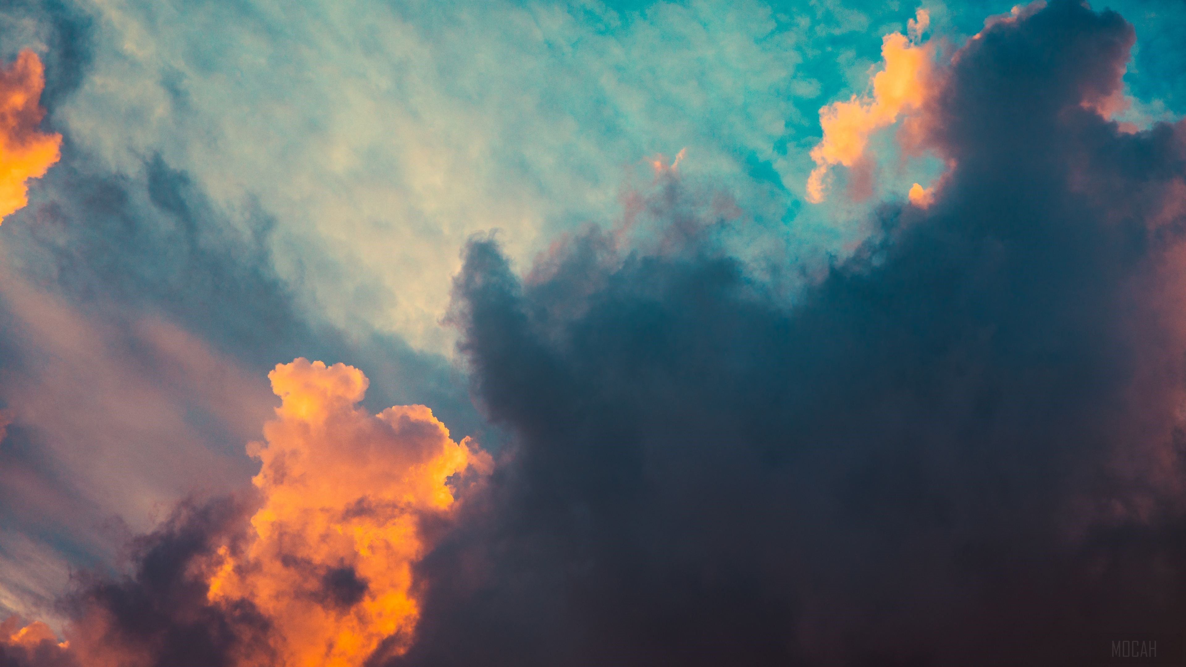 Dark and Orange Clouds at Sunset 4K HD Wallpaper