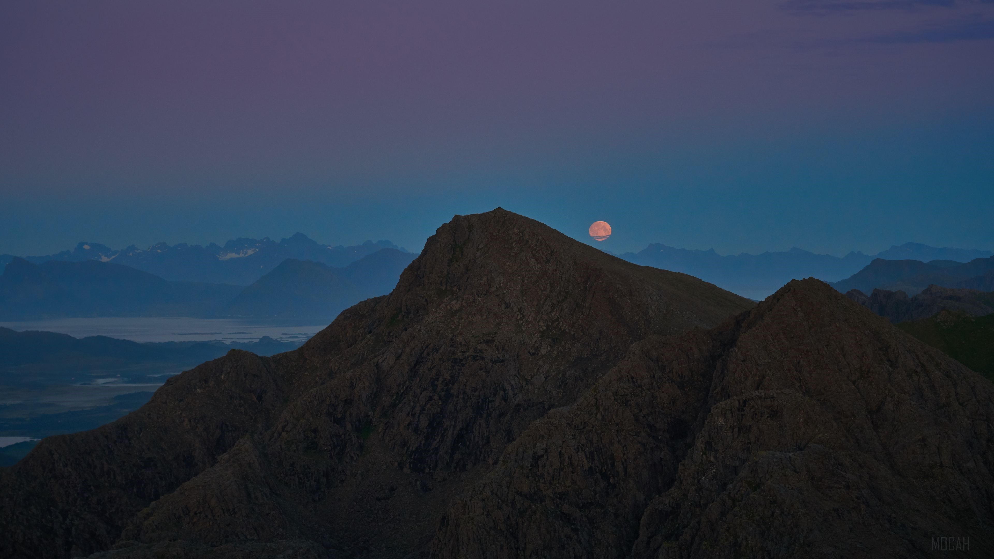 Moon Over Mountain HD Wallpaper