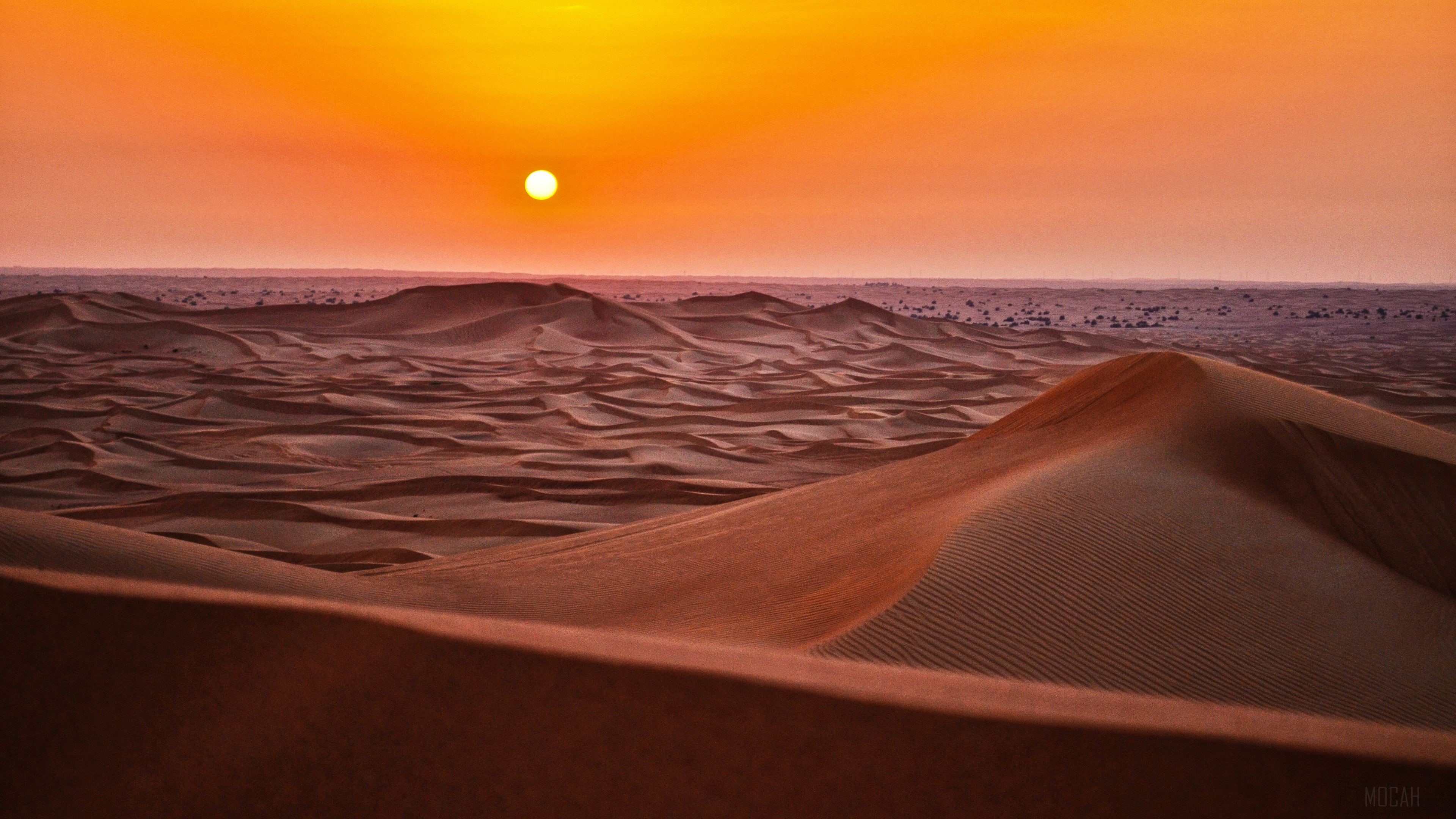Desert sand dunes at sunset 4K HD Wallpaper