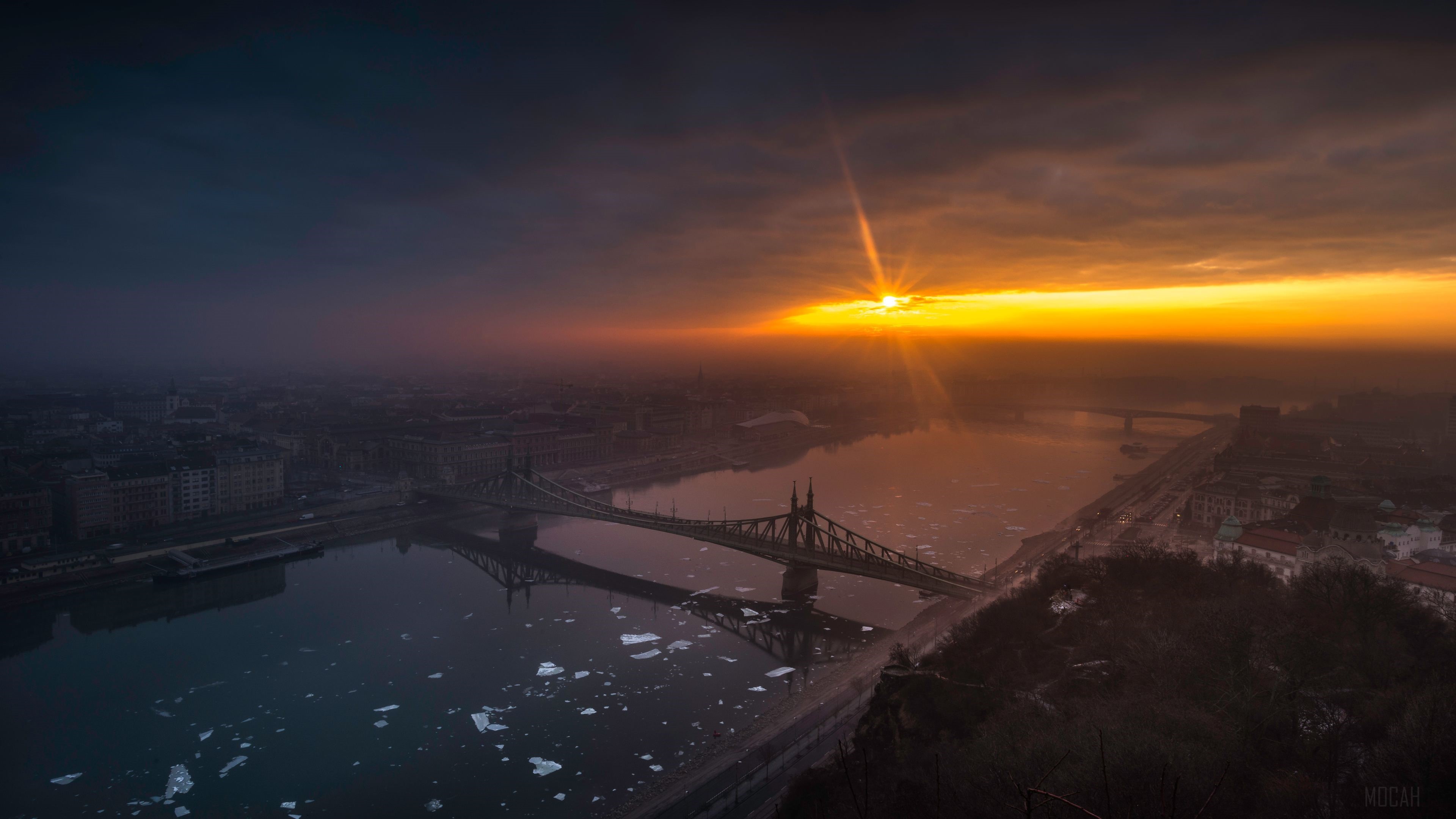 City Bridge Sunrise 4K HD Wallpaper