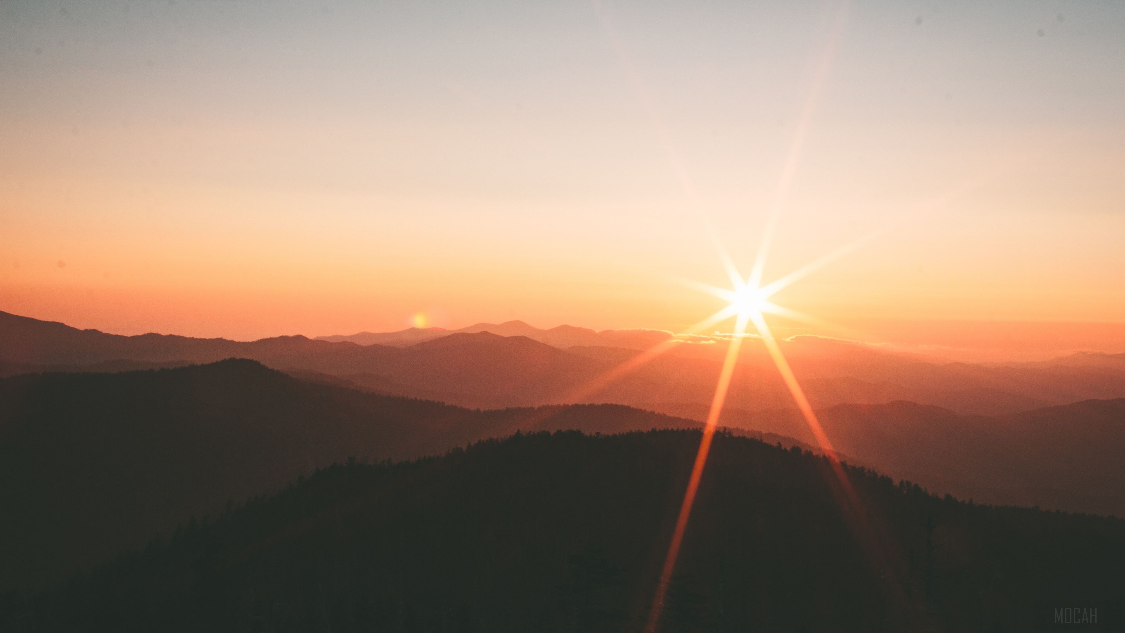 Sunset over mountain range 4K HD Wallpaper