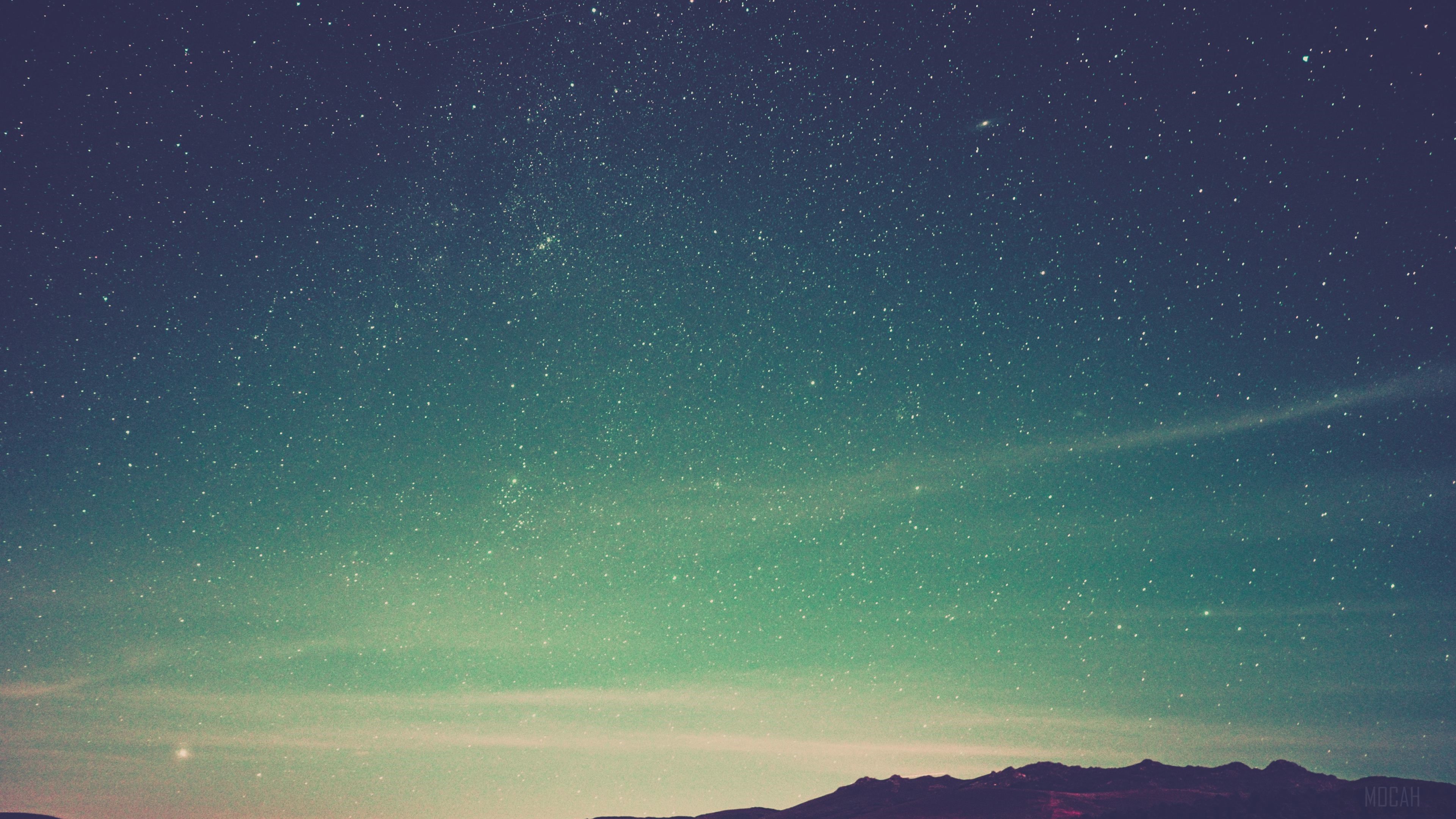 Starry Night Landscape Mountains HD Wallpaper