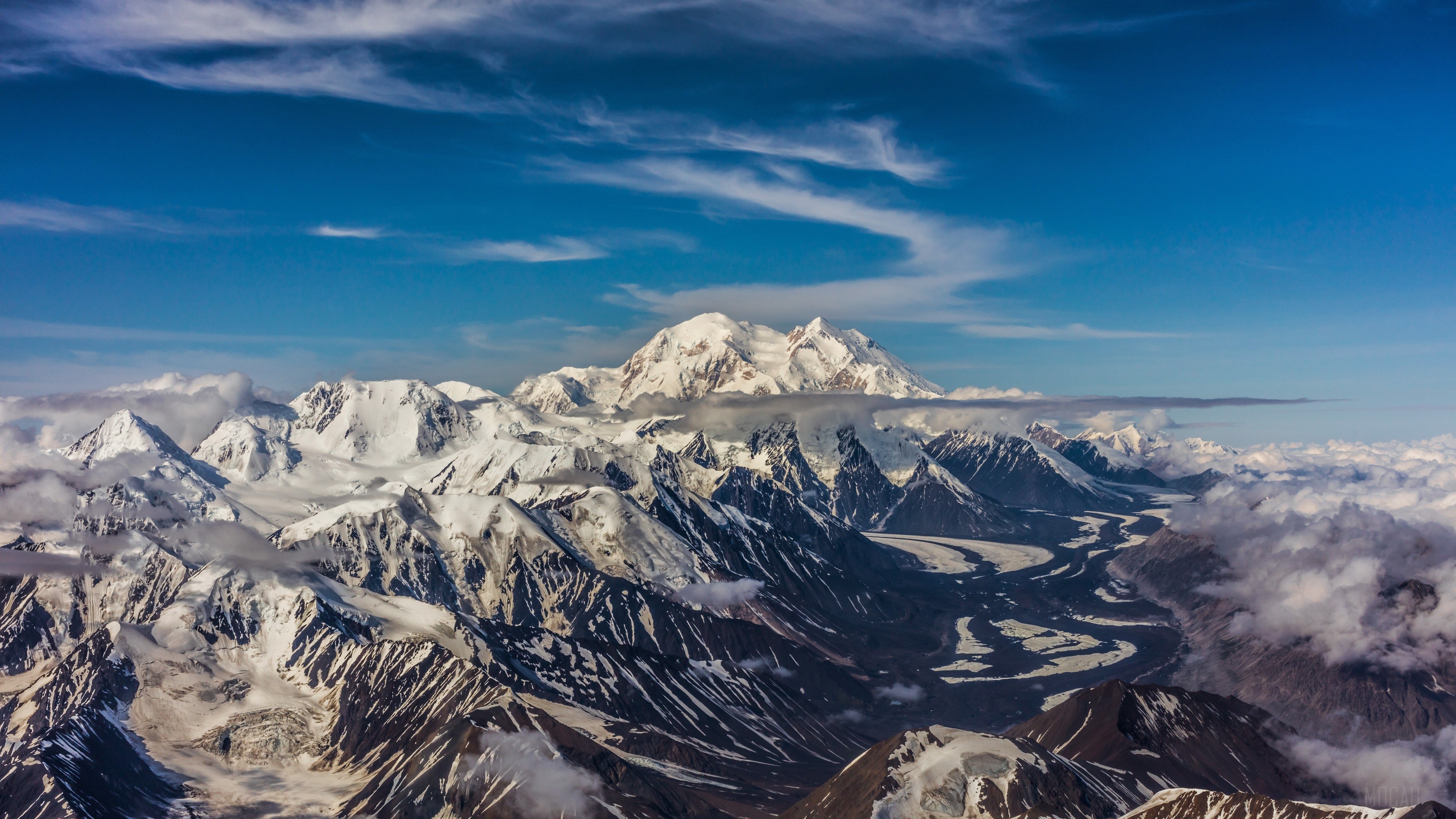 Snow Mountains Landscape Panoramic Clouds 4K HD Wallpaper