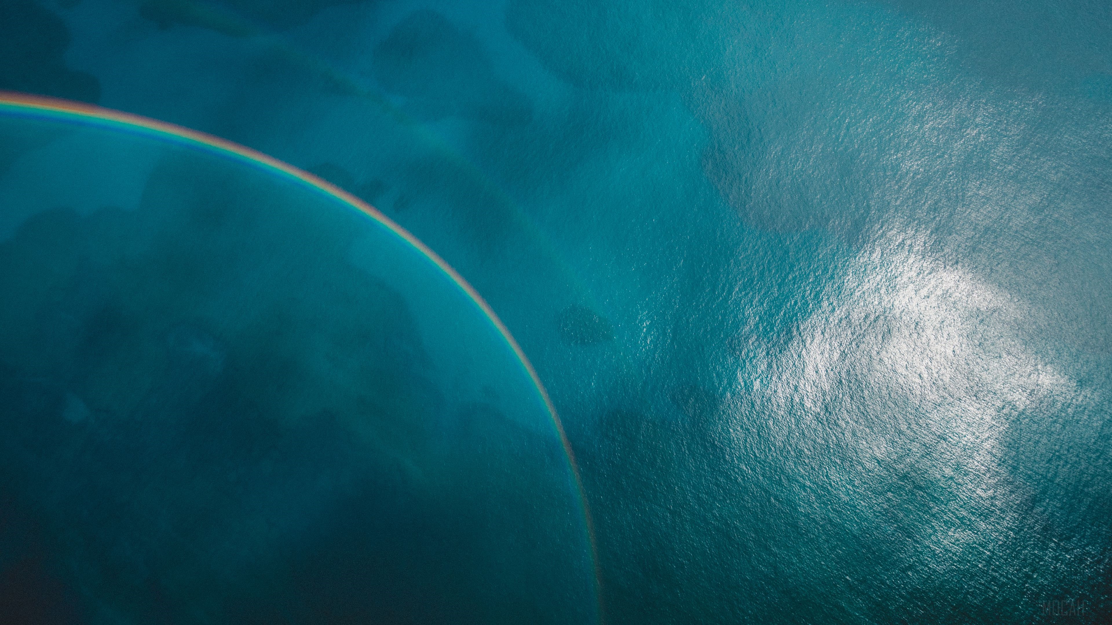 Rainbow over blue sea 4K HD Wallpaper