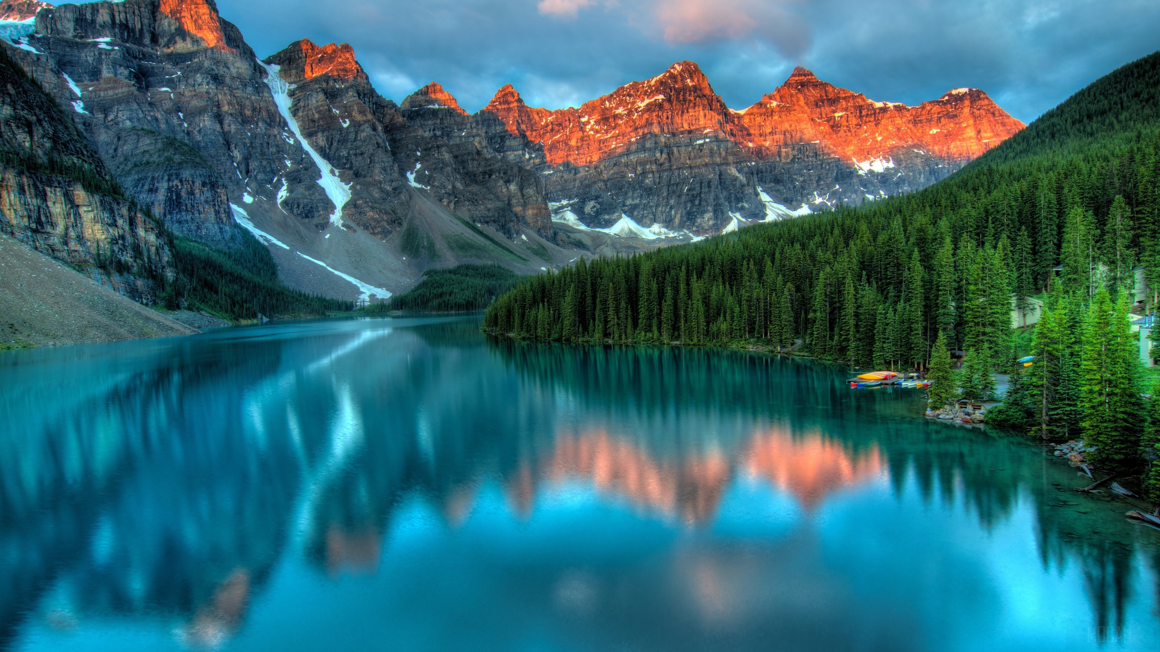 Moraine Lake and Mountains in Alberta, Canada 4K HD Wallpaper