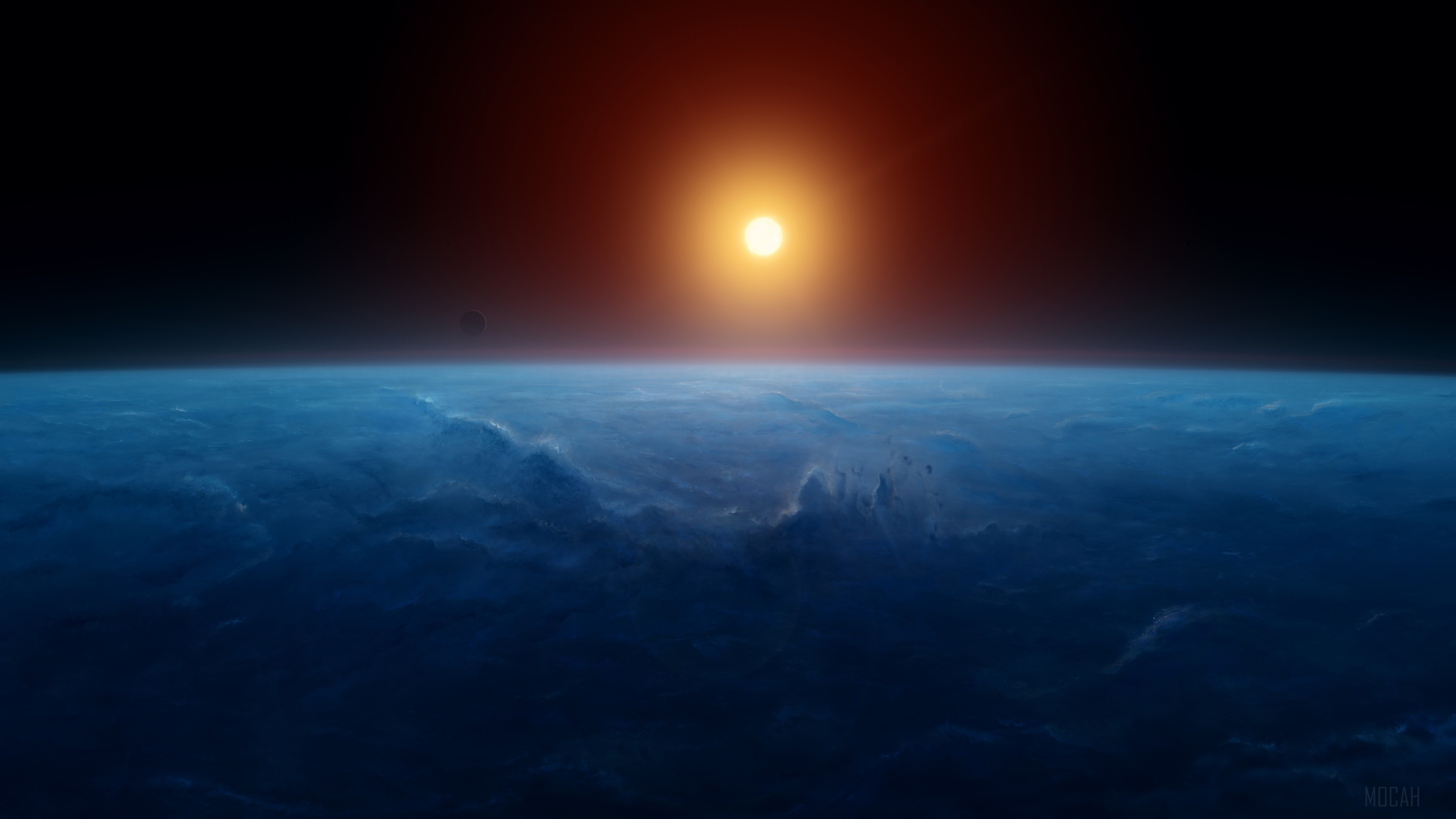 Earth from space during sunset 4K HD Wallpaper