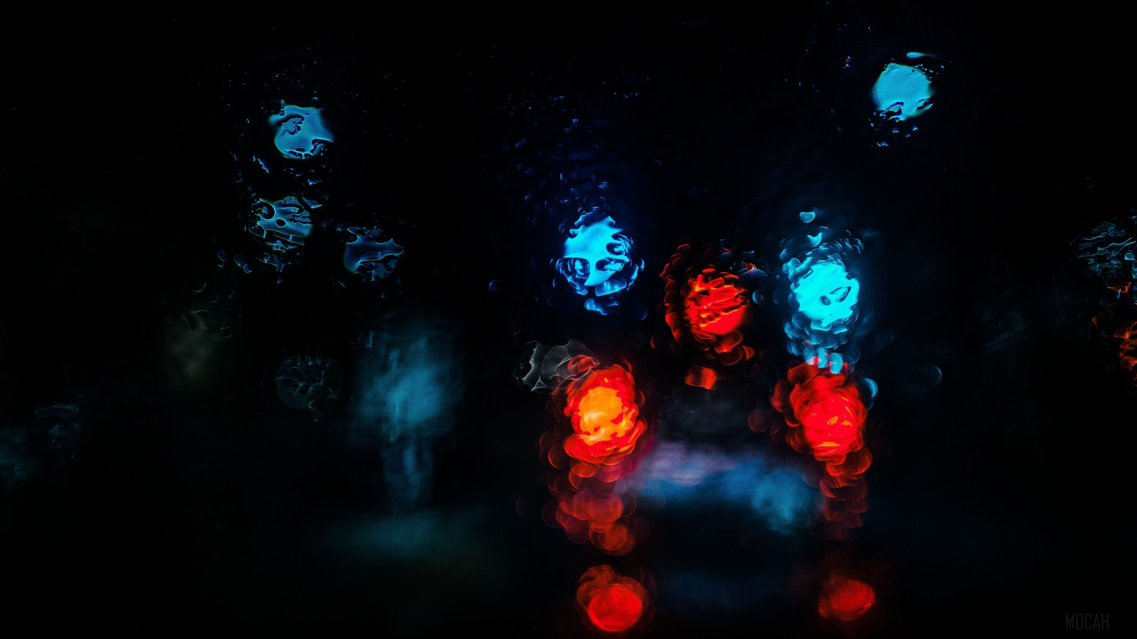 Bokeh lights on a rainy night HD Wallpaper