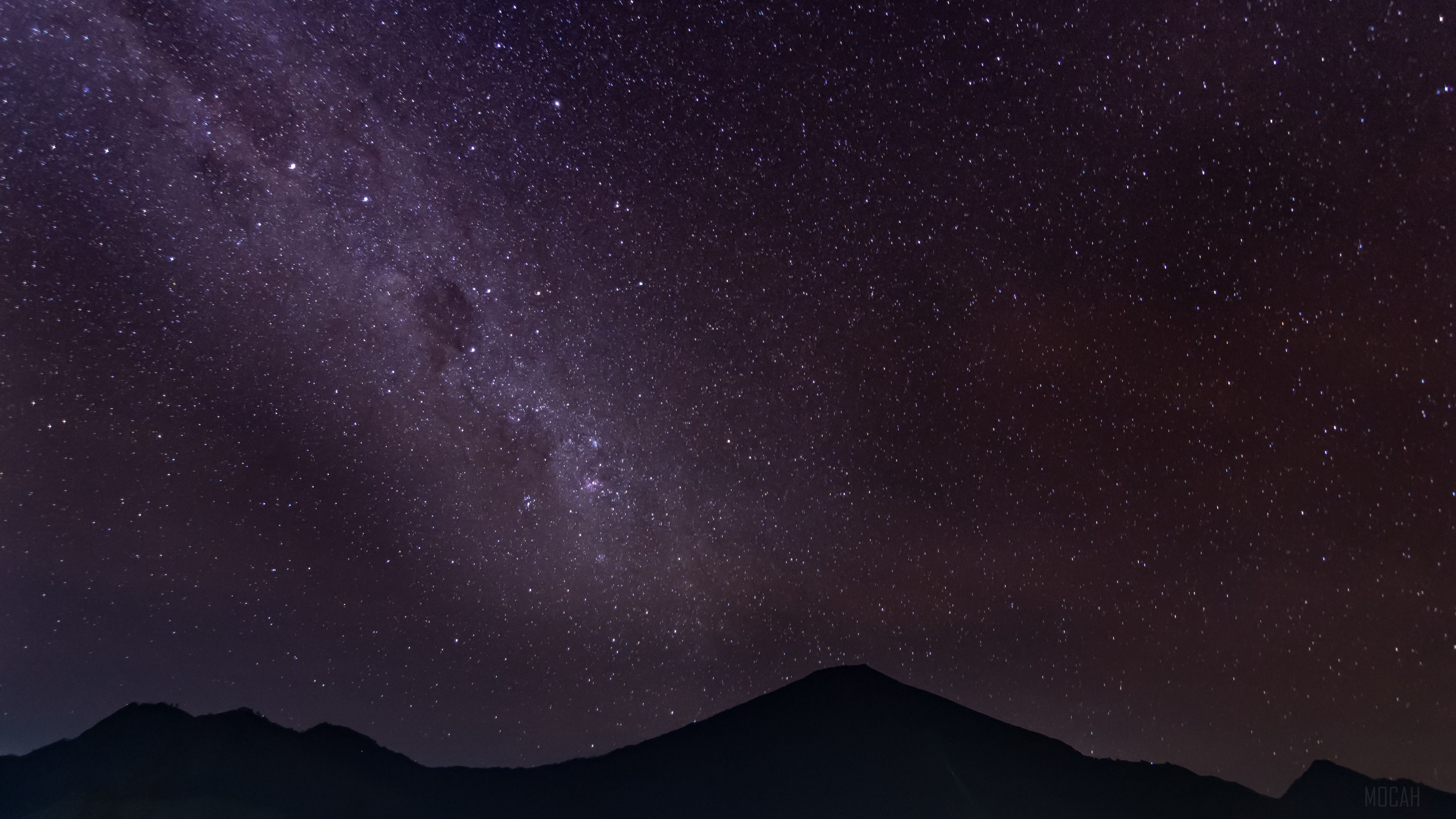 Starry night sky over mountains 4K HD Wallpaper