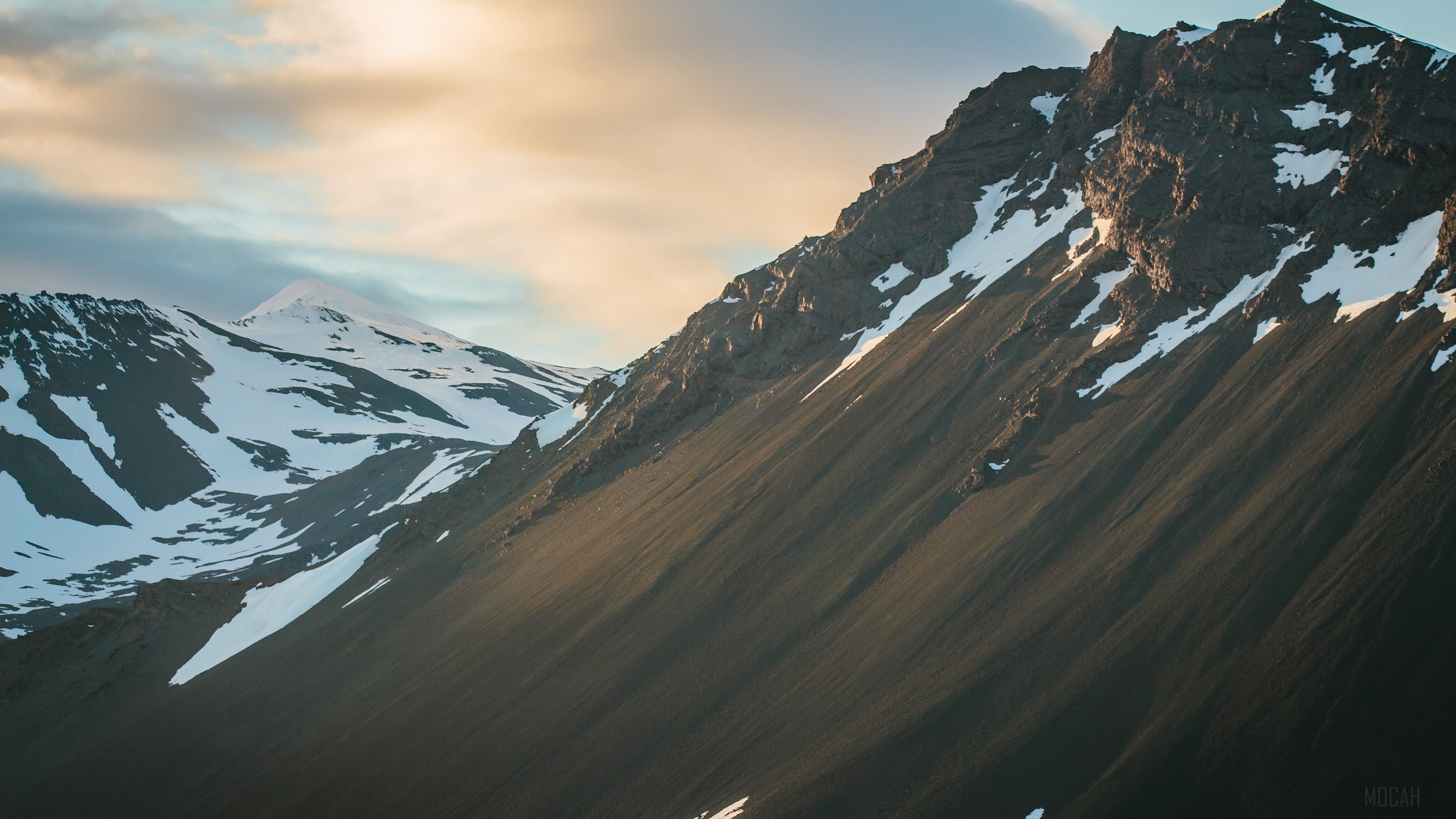 Icelandic Snow-Capped Mountain at Sunset 4k HD Wallpaper