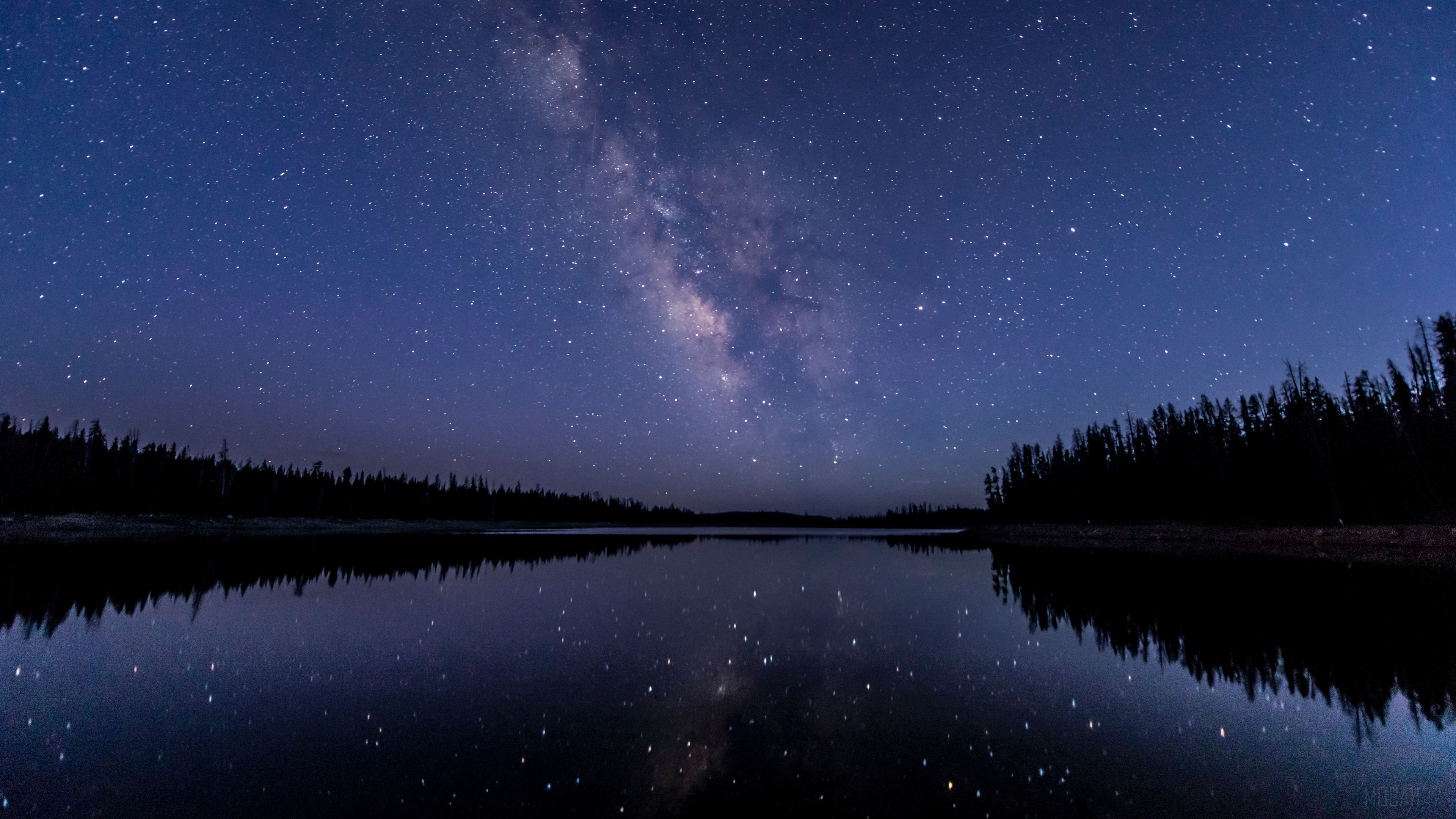 Milky Way Reflection Over Lake at Night HD Wallpaper