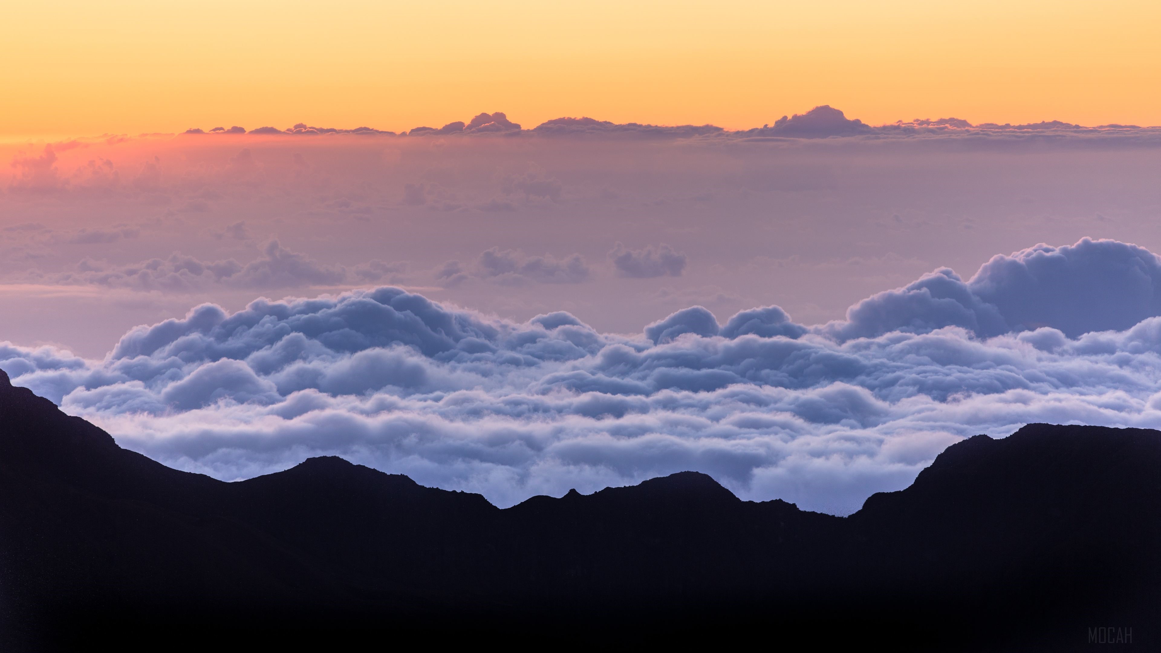 Sea of Clouds Over Mountains at Sunset 4K HD Wallpaper
