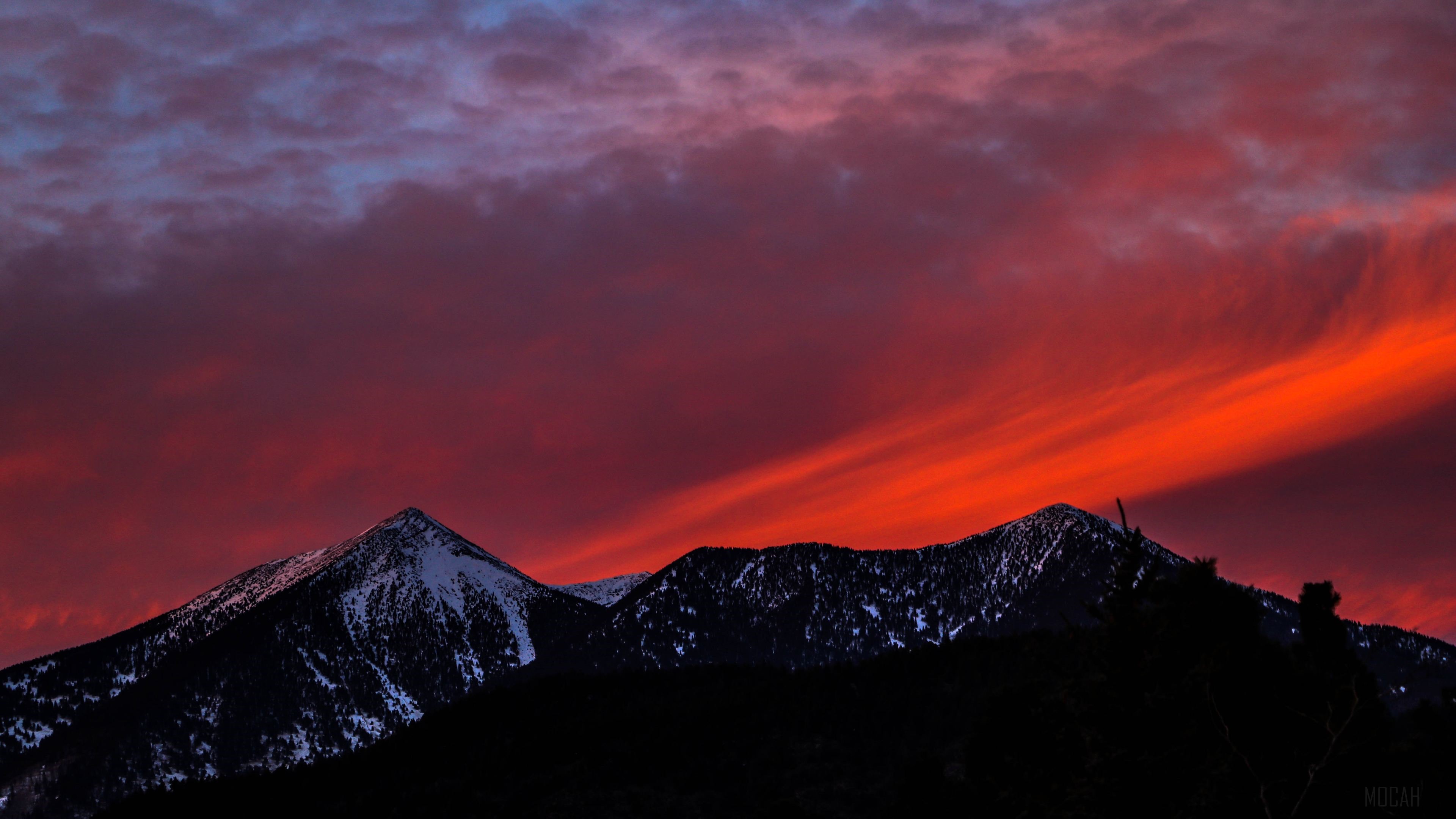 Mountains with Snow at Sunset HD Wallpaper