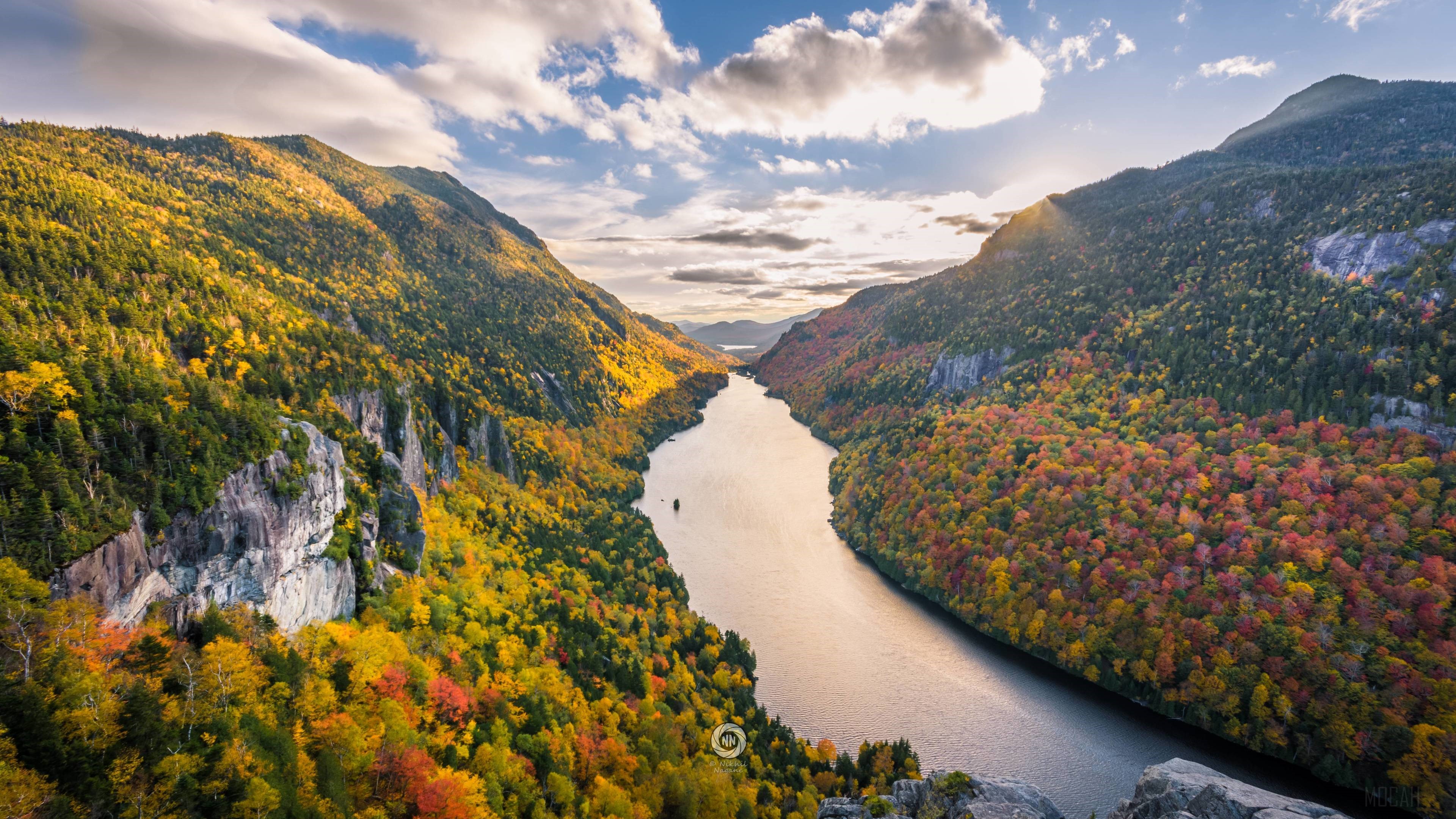 Adirondack Mountains River in Autumn 4K HD Wallpaper